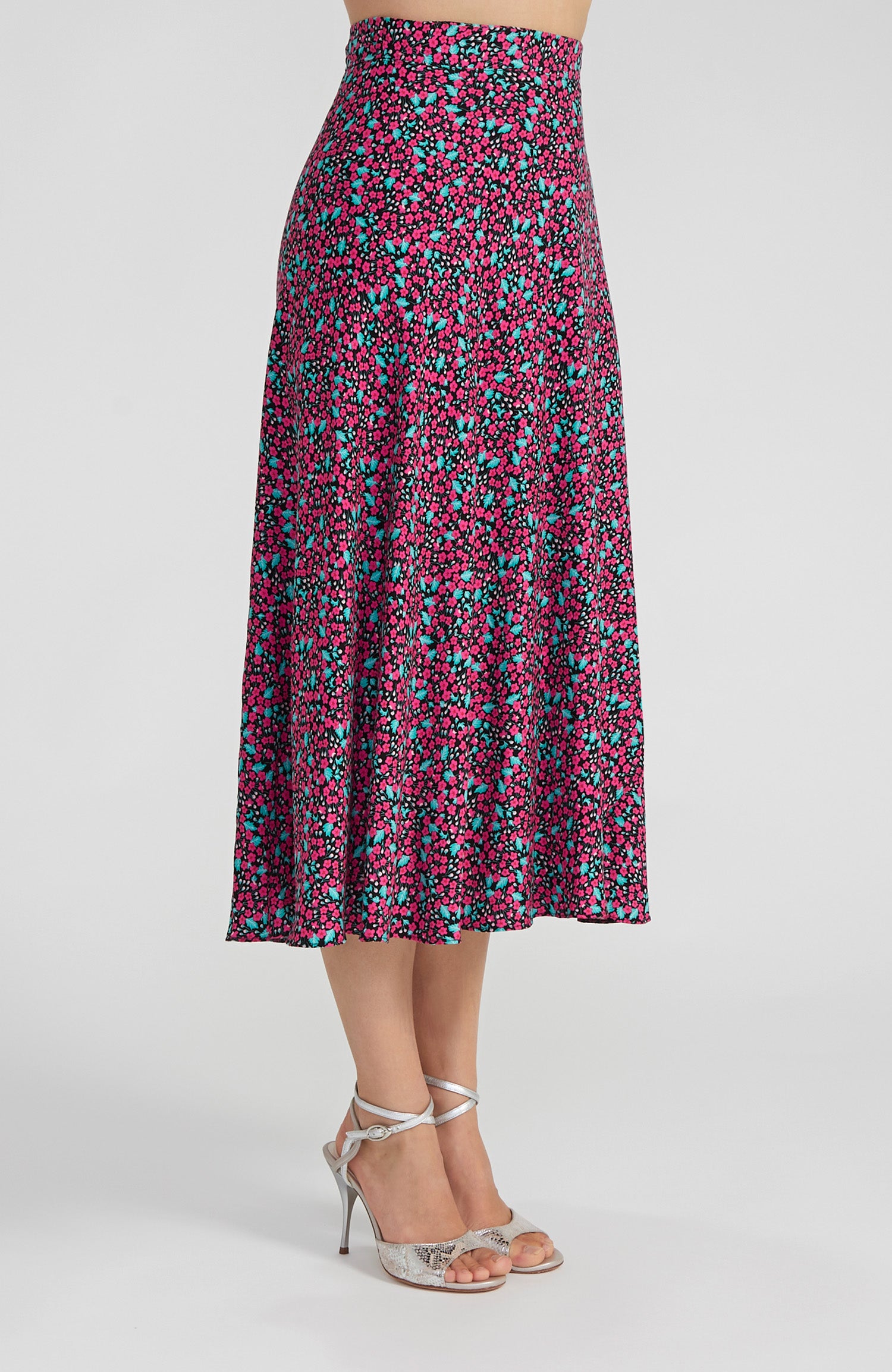 GINA Langer Wickelrock aus Viskose in Fuchsia Blossom