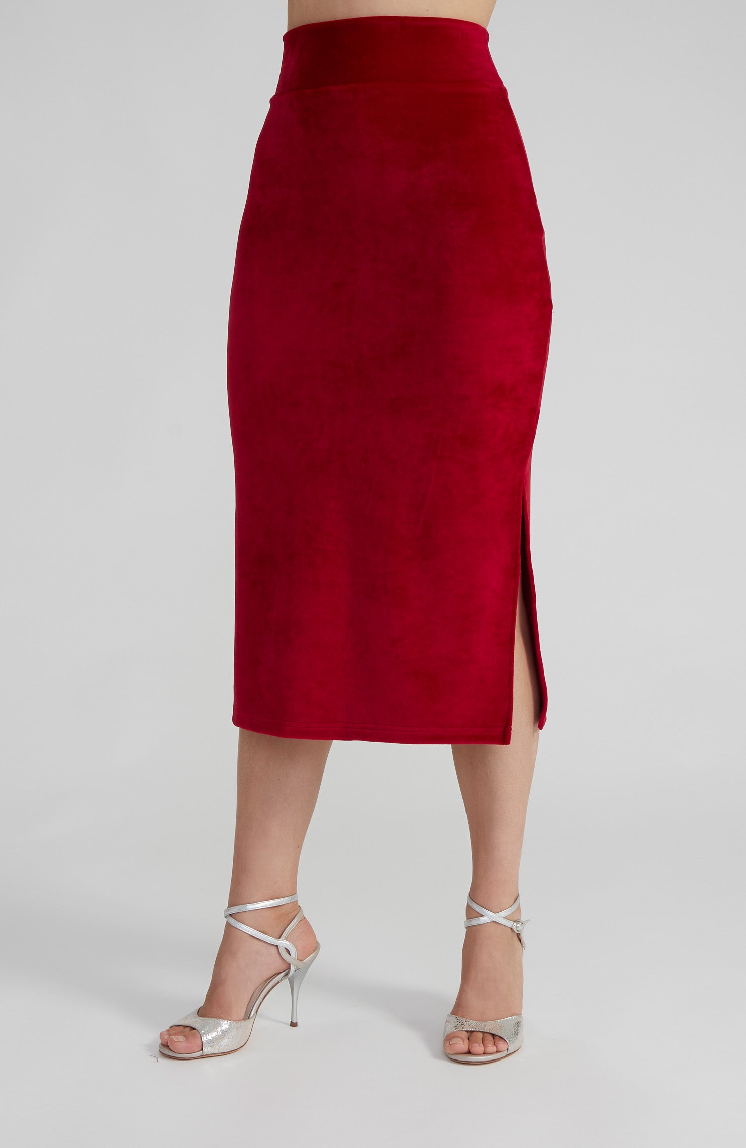 MIA Red Velvet Tango Skirt with Side Slits