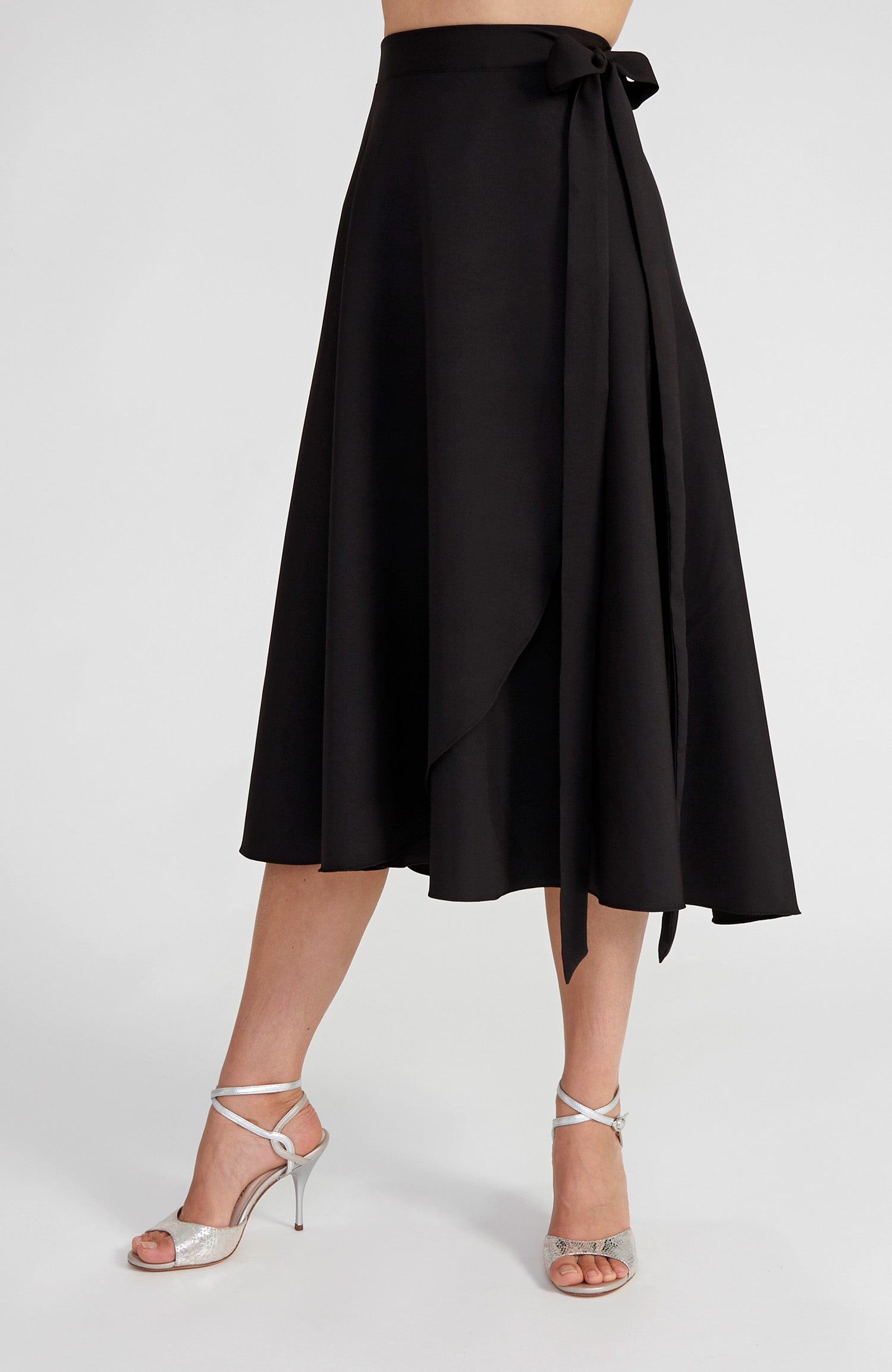 GINA Long Wrap Skirt in Black