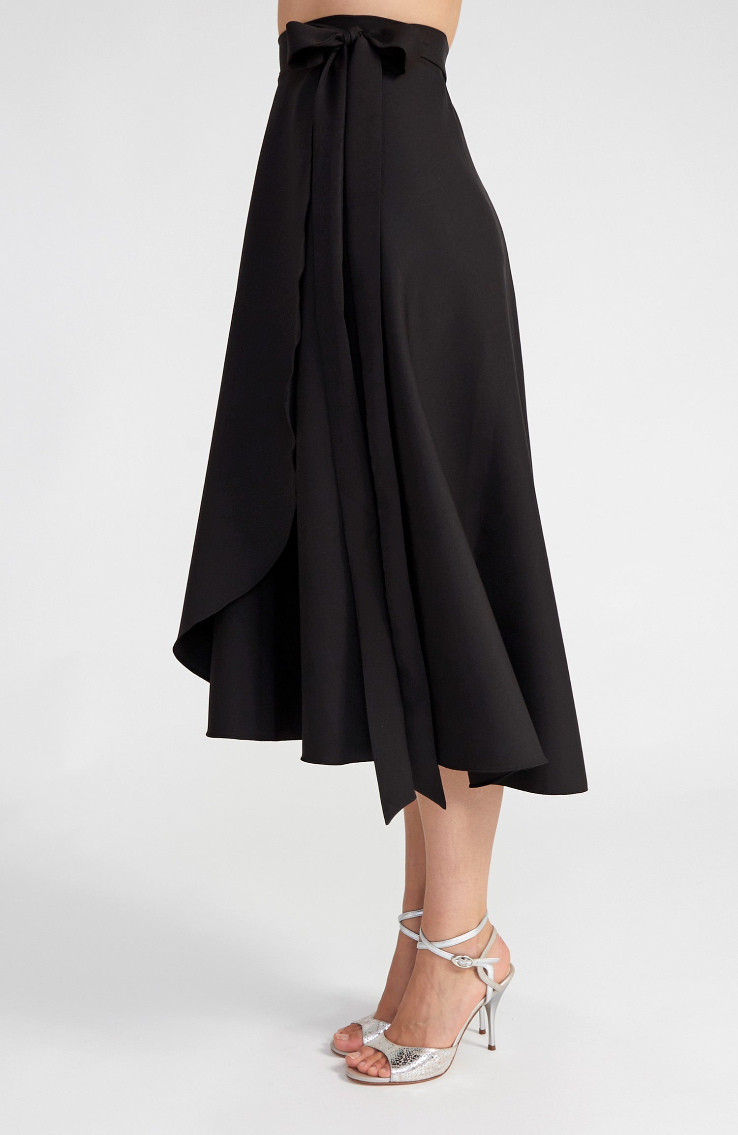 GINA Long Wrap Skirt in Black