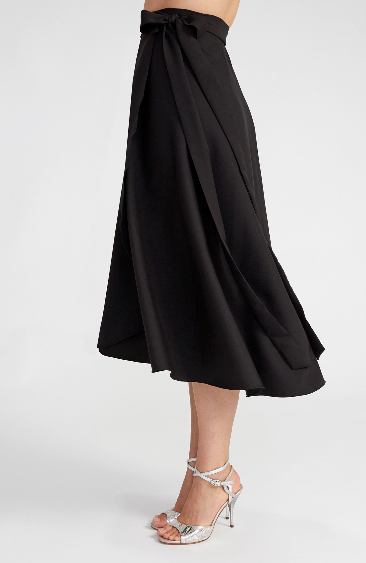 GINA Long Wrap Skirt in Black