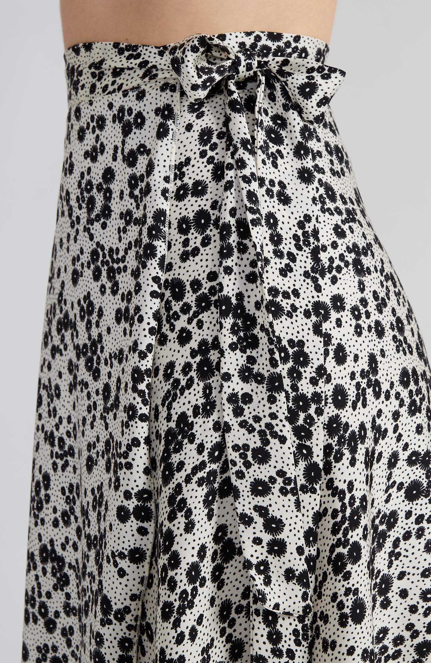 COCO Viscose Wrap Skirt in Noir Blossoms