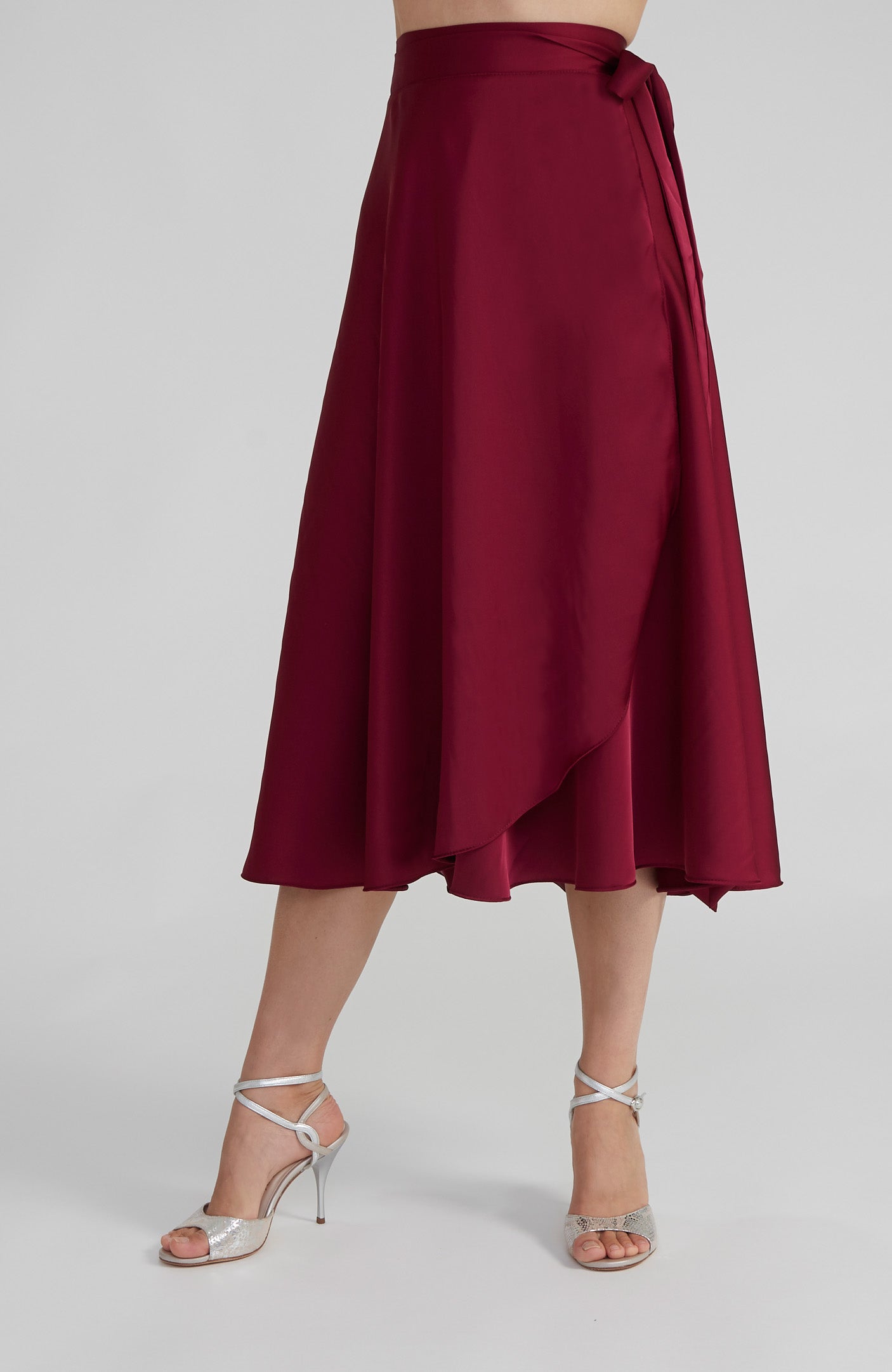GINA Long Wrap Skirt in Red