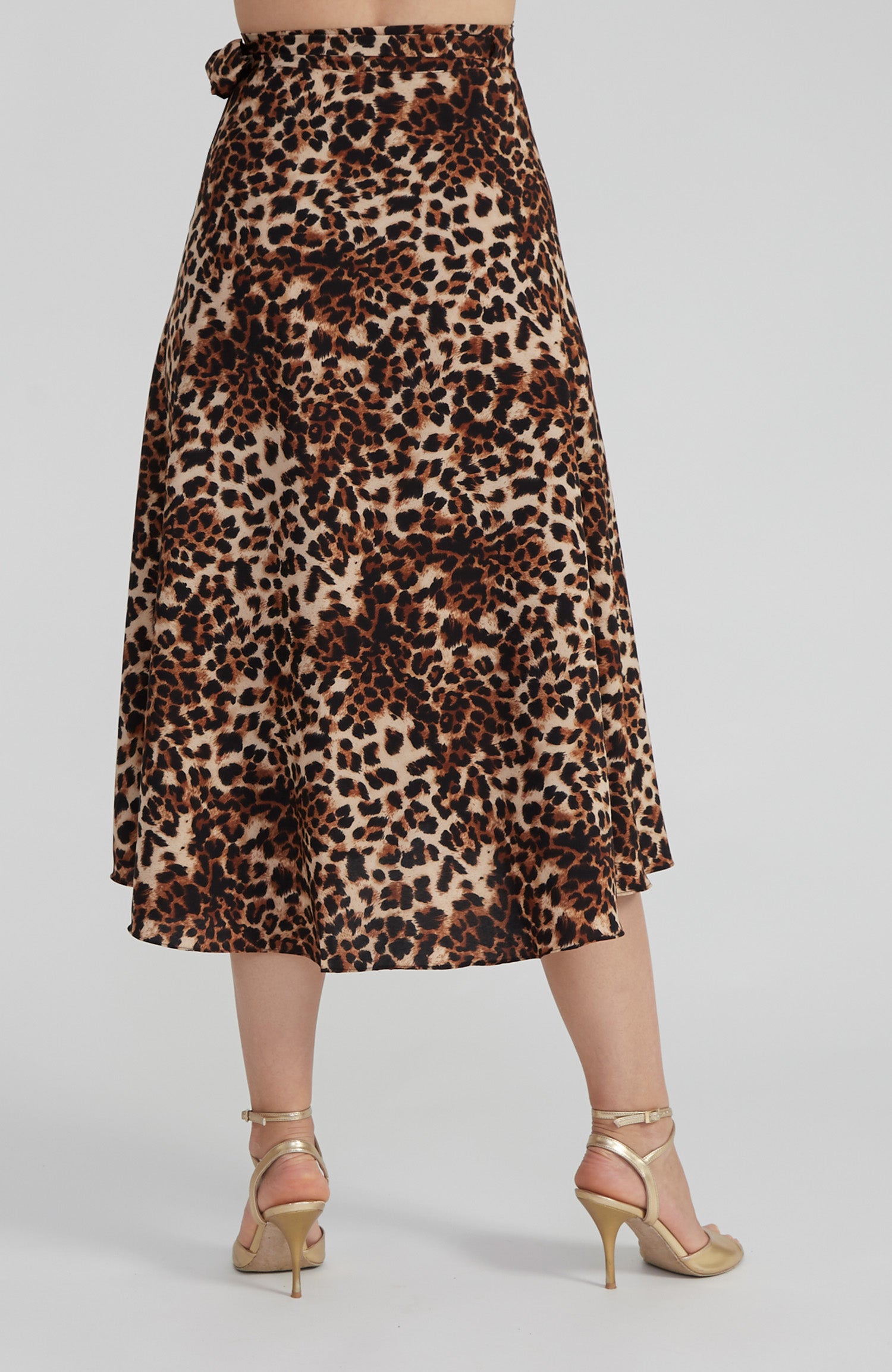 GINA Long Wrap Skirt in Leopard Print