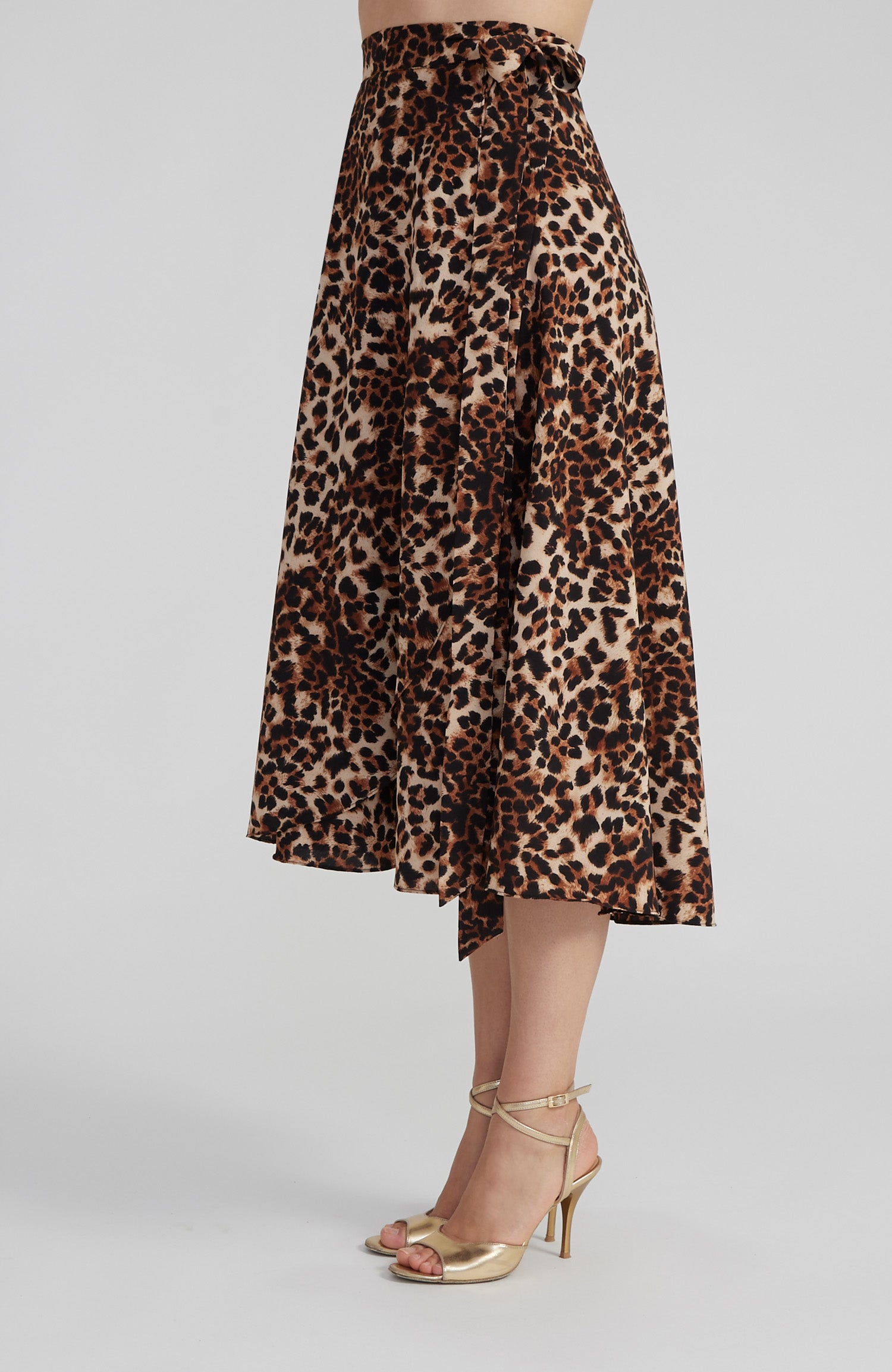 GINA Long Wrap Skirt in Leopard Print