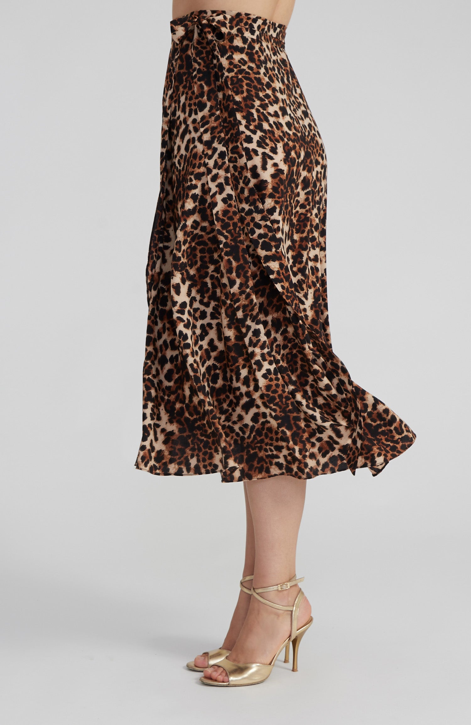 GINA Long Wrap Skirt in Leopard Print