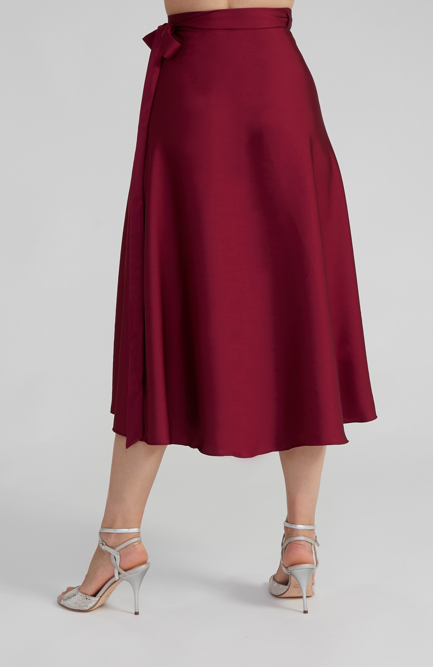 GINA Long Wrap Skirt in Red