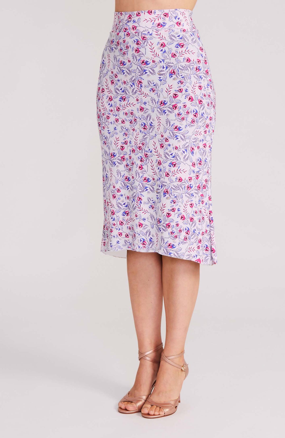 Jupe de tango godet a Motif Floral Rose – JAZMIN