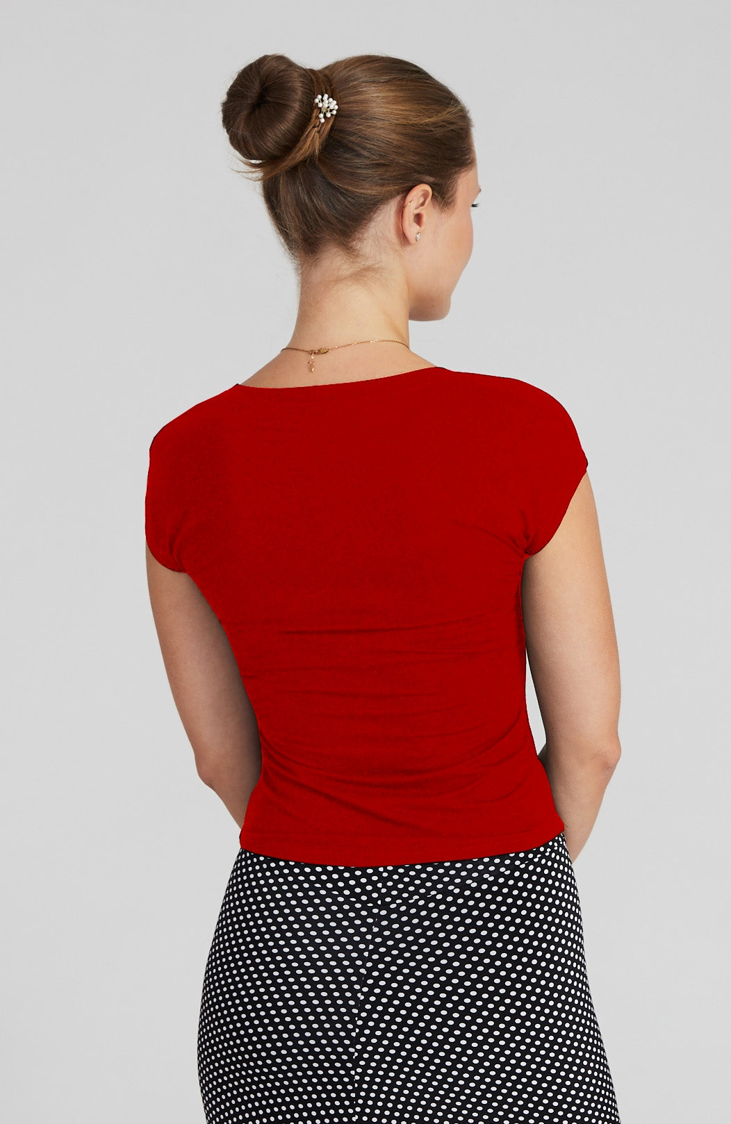 PAULA Rotes Bambus-Jersey-Top mit Ärmeln