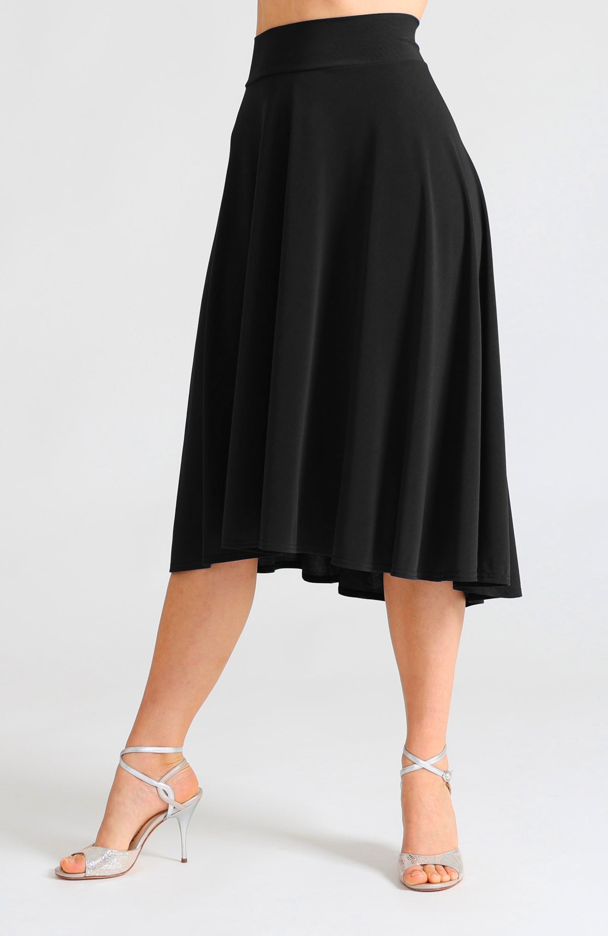 Black A-Line Tango Skirt with High-Low Hem – AUDREY