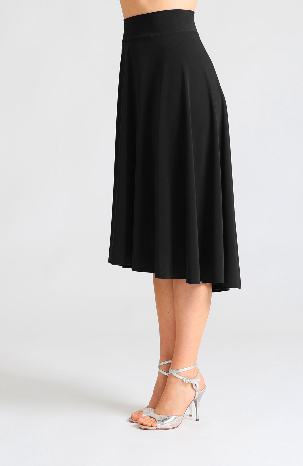 Black A-Line Tango Skirt with High-Low Hem – AUDREY