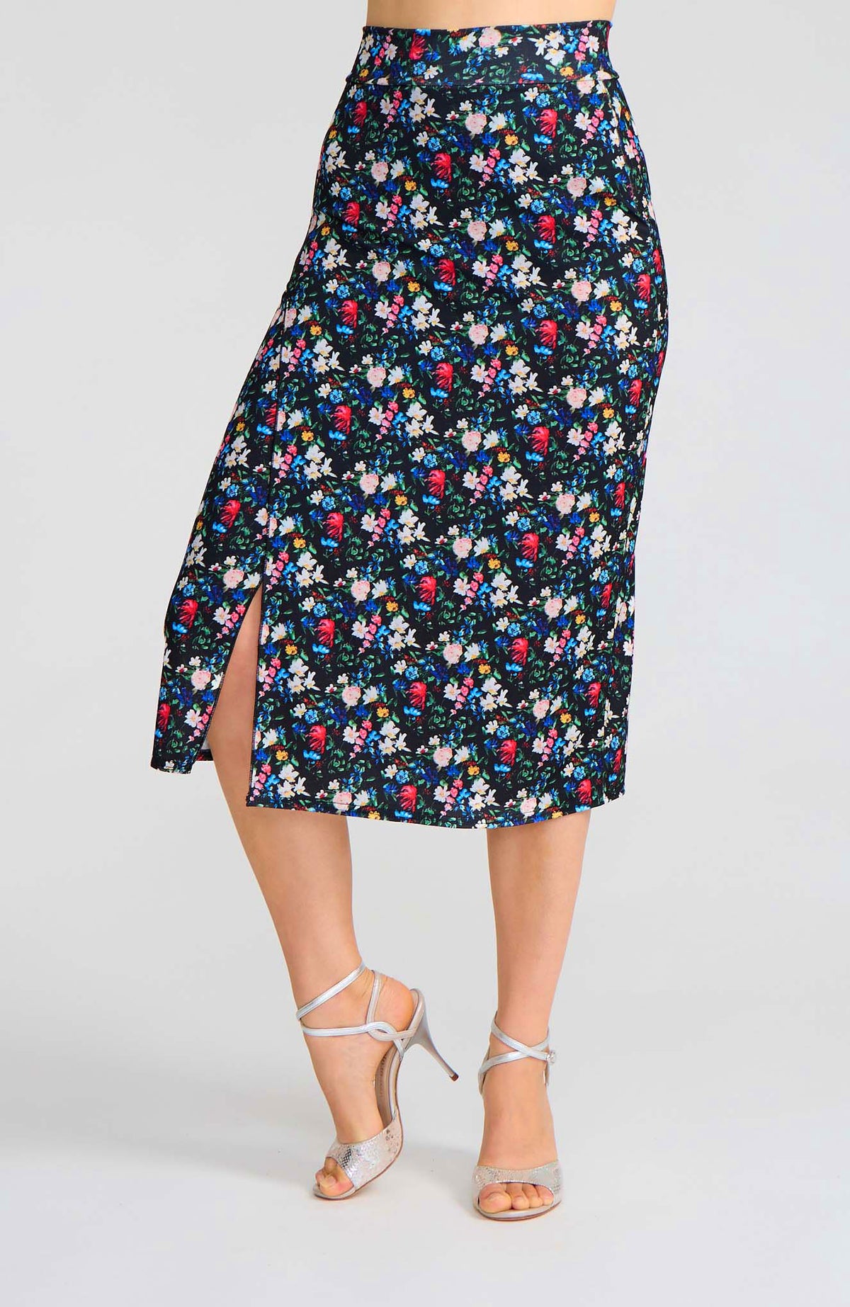 Black Floral Tango Skirt with Overlap – VALERY