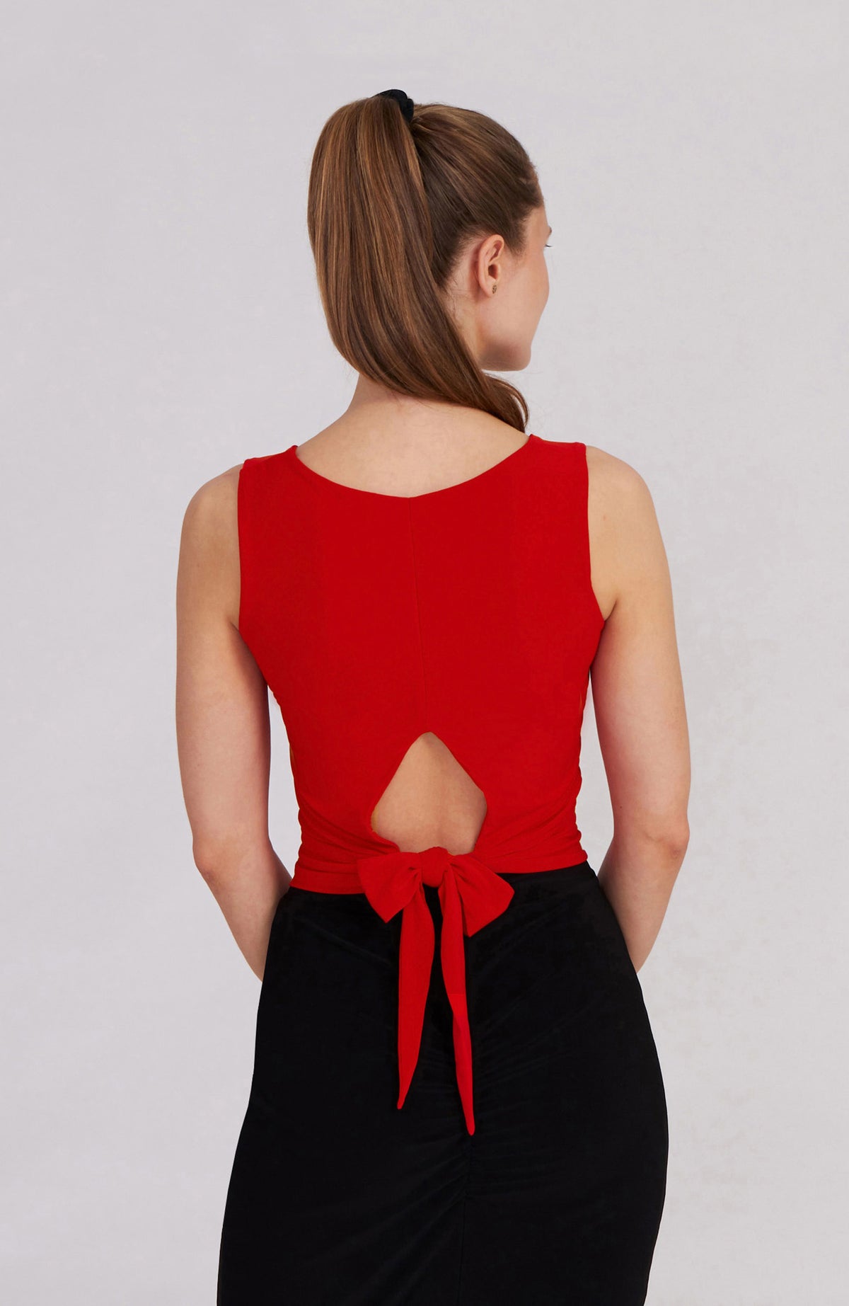 Coral Red Tango Top With Back Bow Detail – ZOE