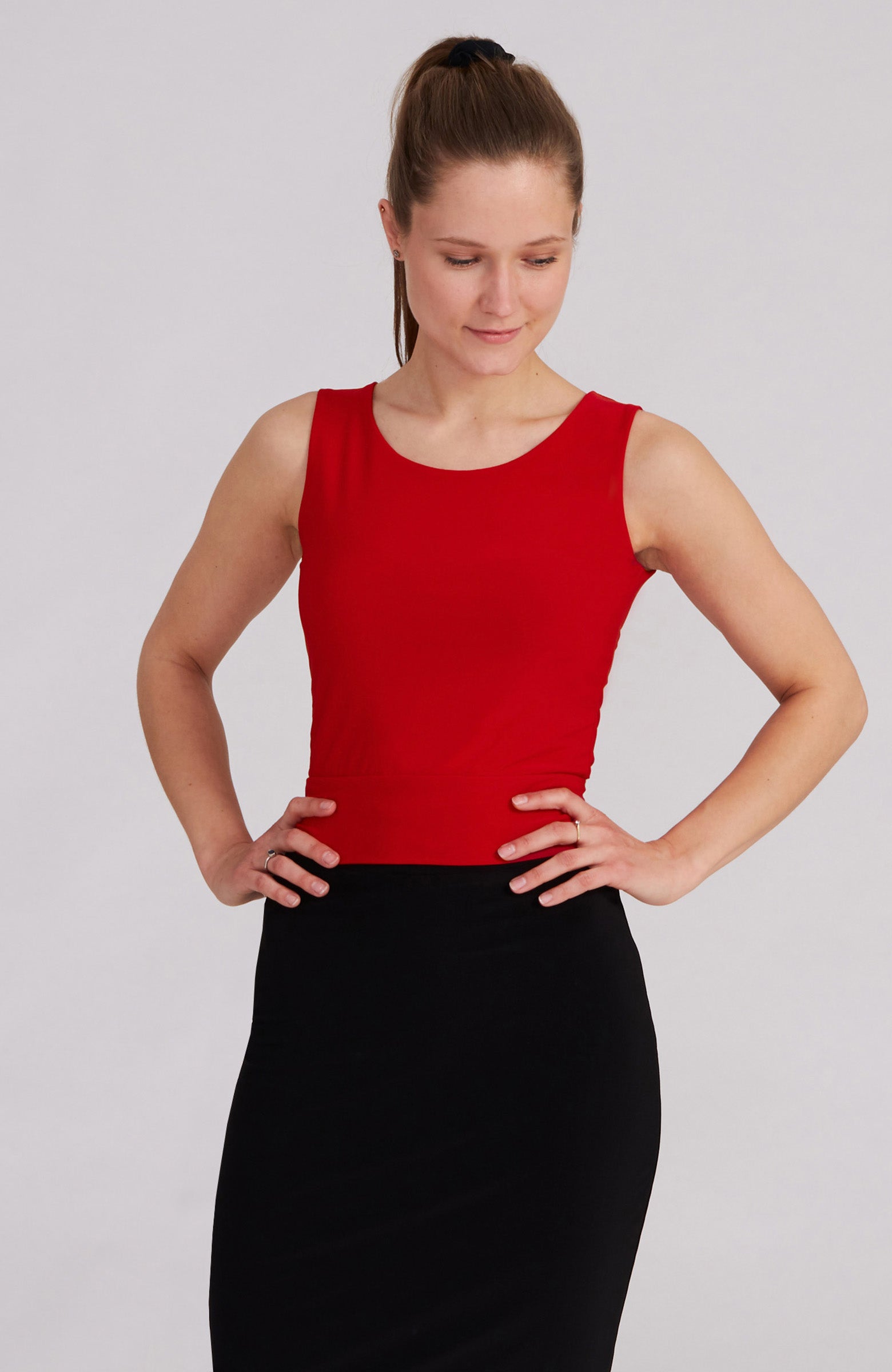 Top with Bow Tie Detail in Red - ZOE