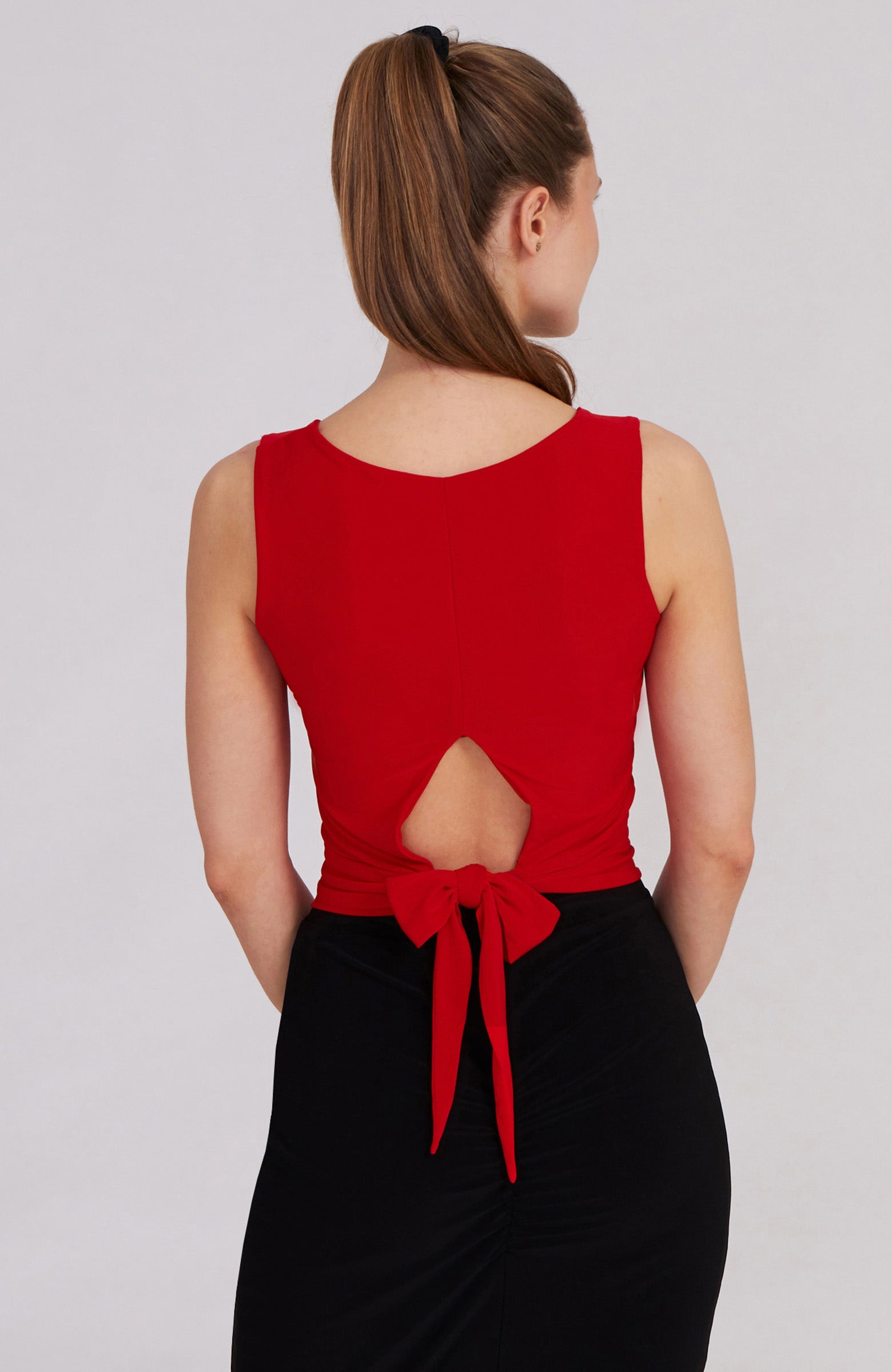 Top with Bow Tie Detail in Red - ZOE