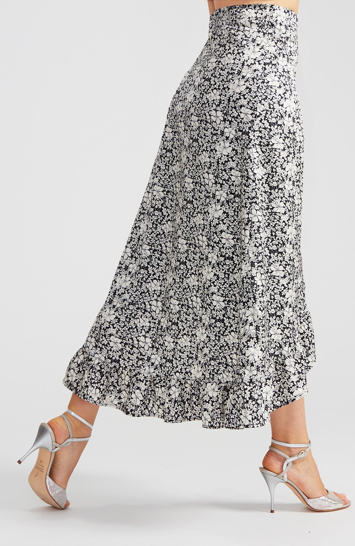 Floral Wrap Skirt with Ruffle Hem (Viscose) - DINA