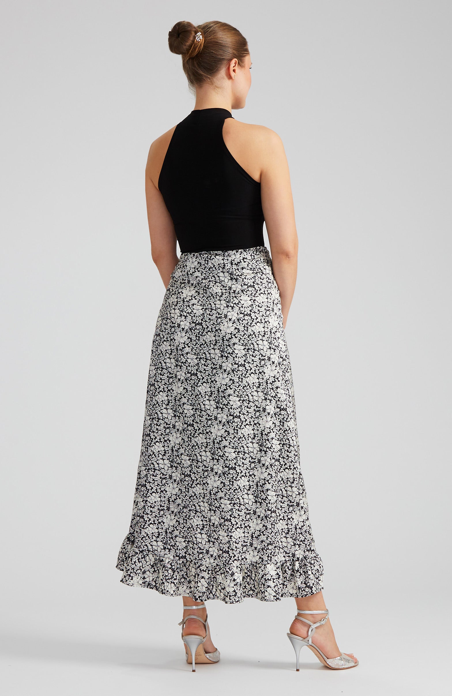 Floral Wrap Skirt with Ruffle Hem (Viscose) - DINA