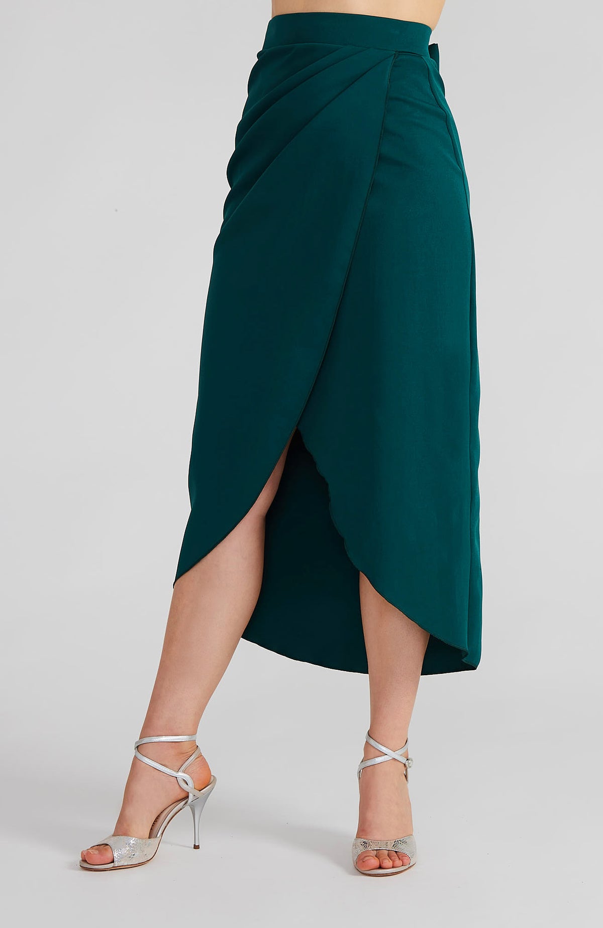 Green Tango Wrap Skirt with Draped Detail – JULIET