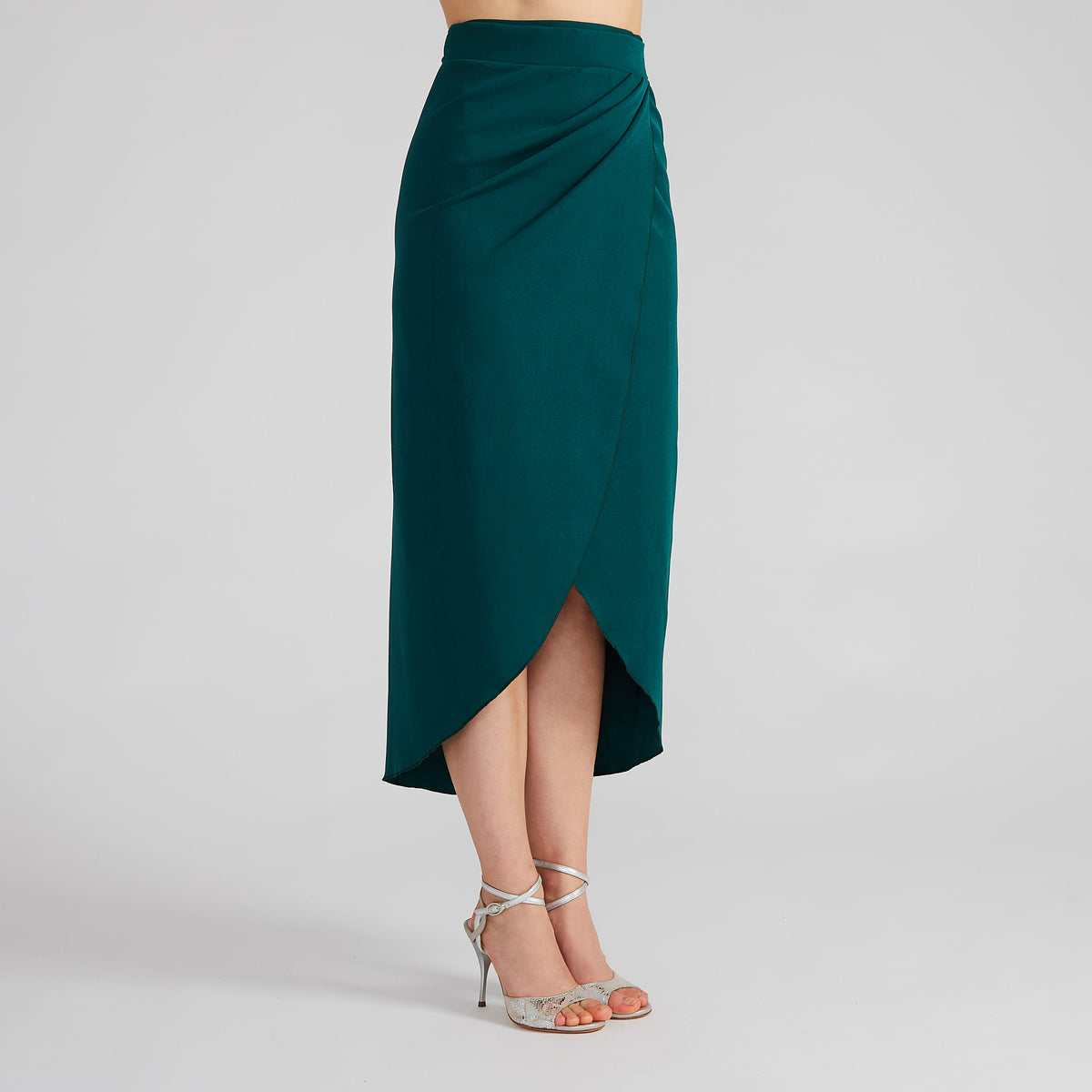 Green Tango Wrap Skirt with Draped Detail – JULIET