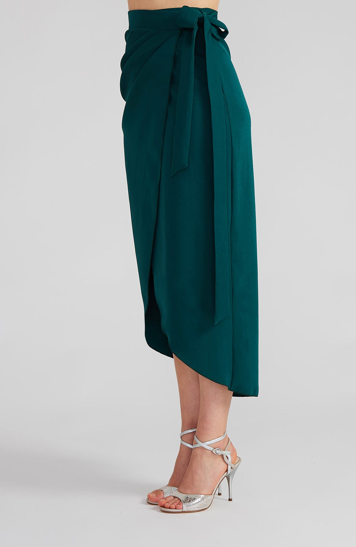 Green Tango Wrap Skirt with Draped Detail – JULIET