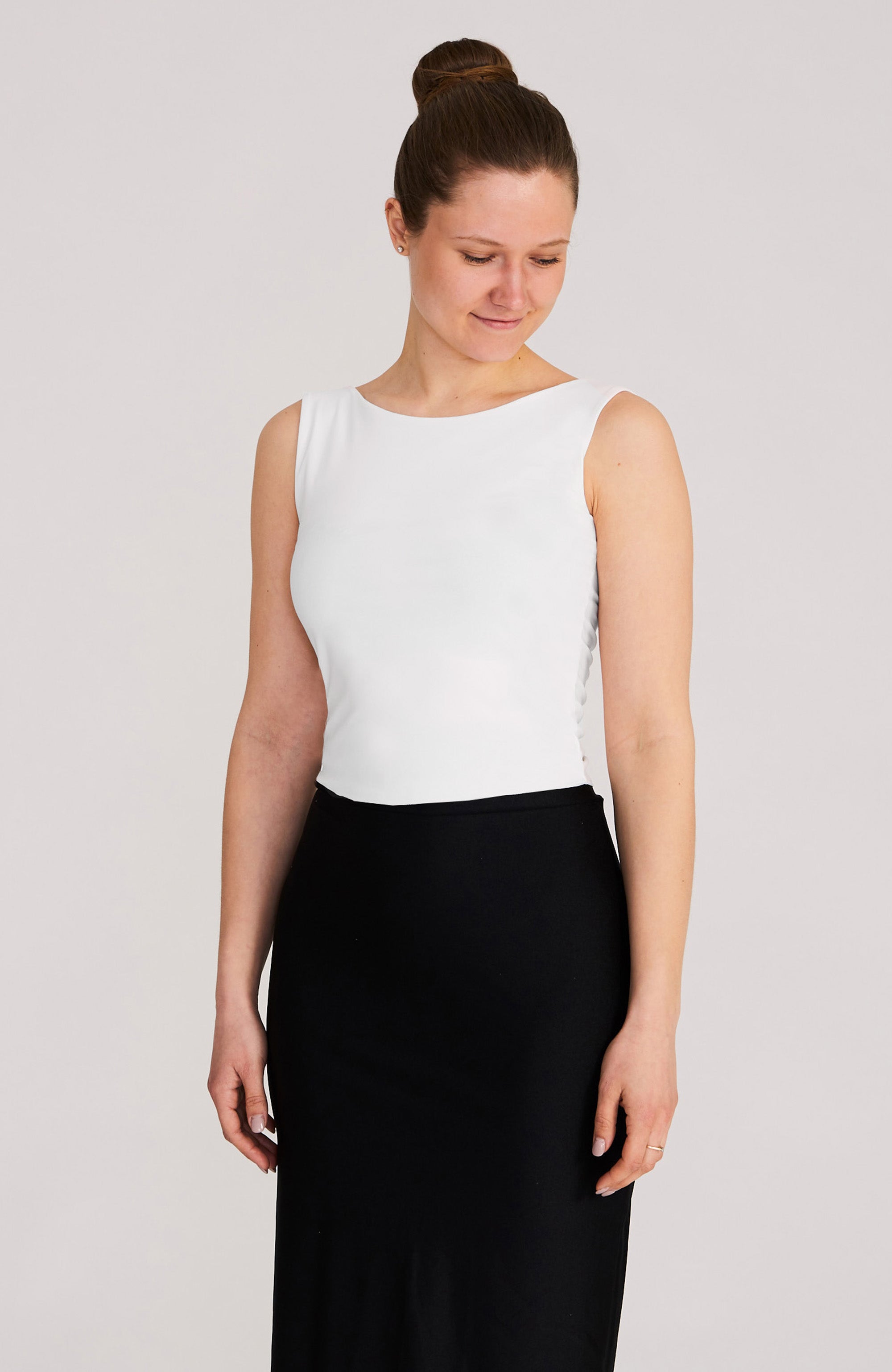DORA Drapiertes Top in Reinweiß