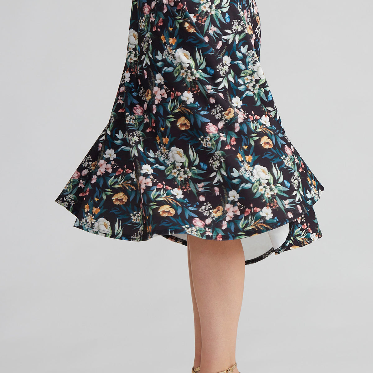 Floral A-Line Tango Skirt with High-Low Hem - AUDREY display picture 1