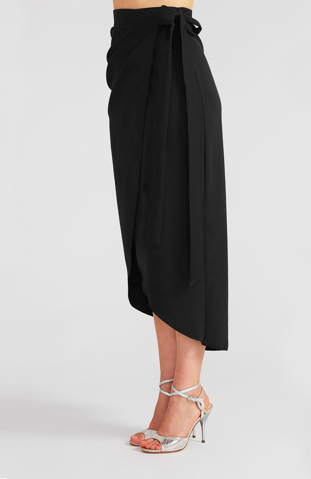 Black Tango Wrap Skirt with Draped Detail – JULIET