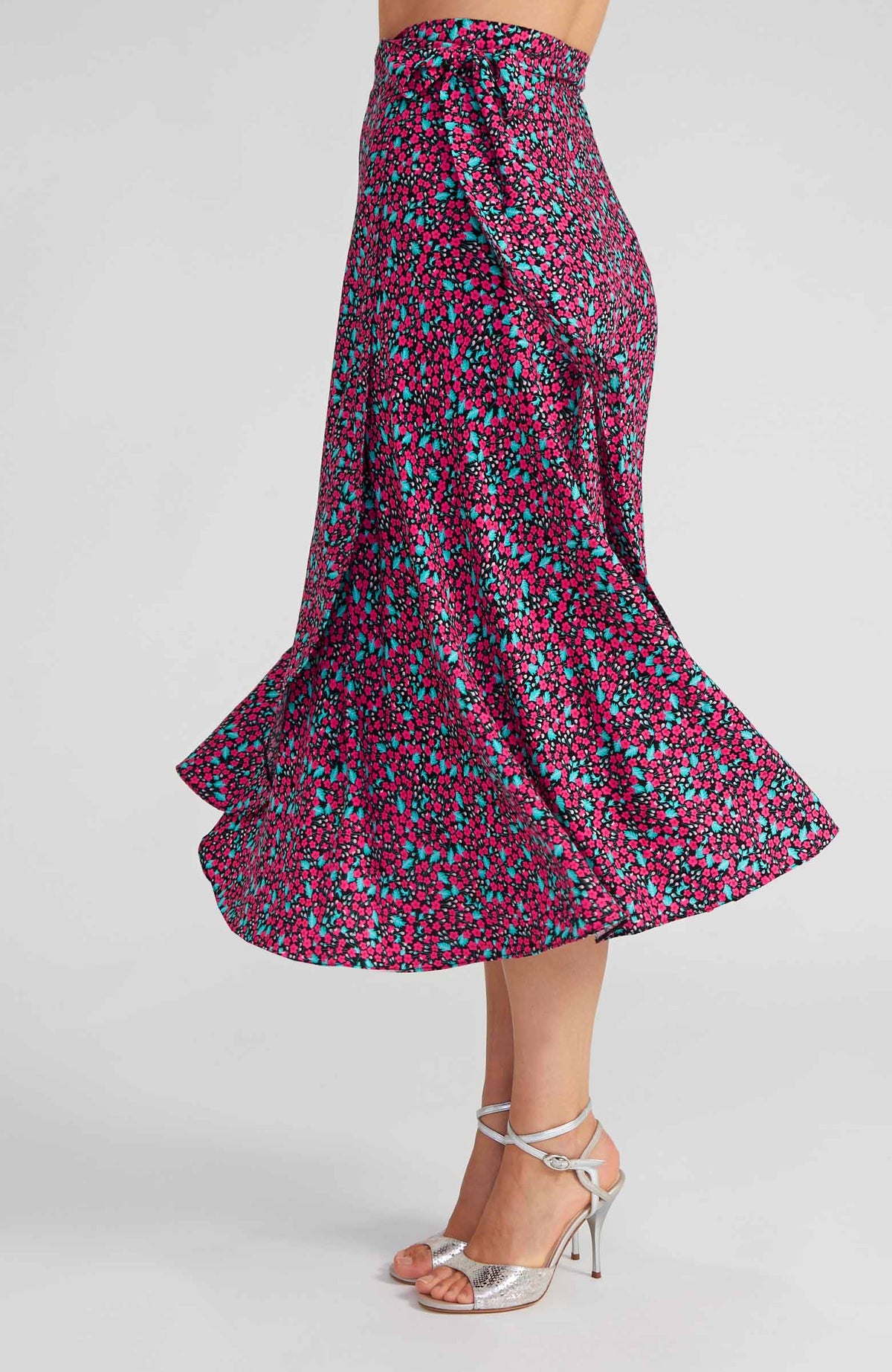 Long Fuchsia Blossom Tango Wrap Skirt in Viscose – GINA