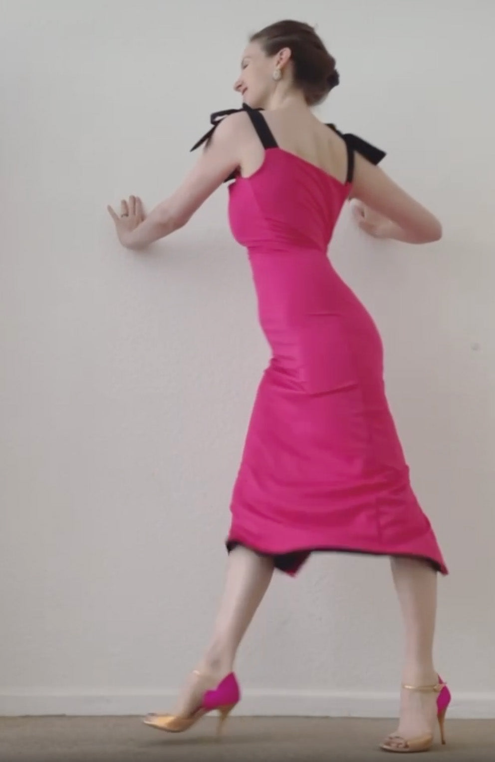 reversible tango dress in fuchsia and black