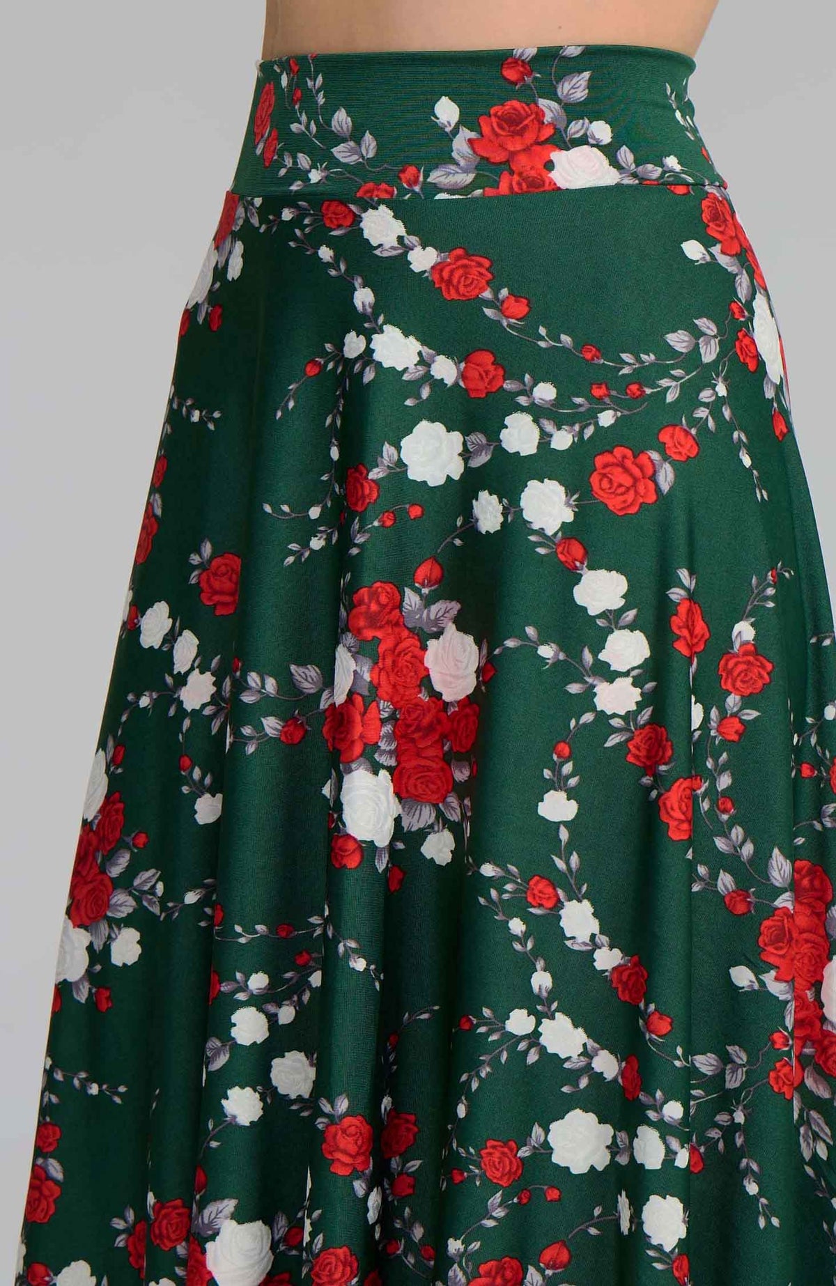 Red Roses A-Line Tango Skirt with High-Low Hem – AUDREY
