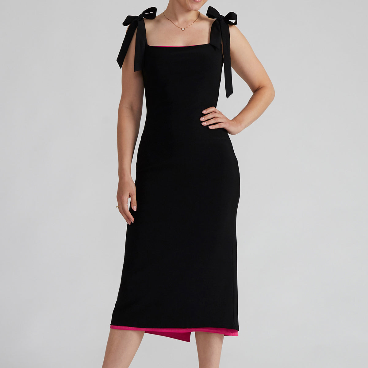 Fuchsia and Black Reversible Tango Dress - MAUDE