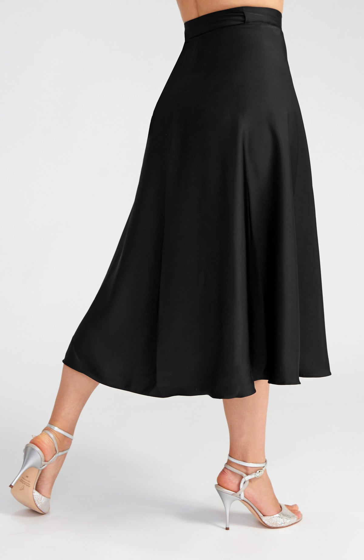 Long Satin Wrap Tango Skirt in Black – GINA