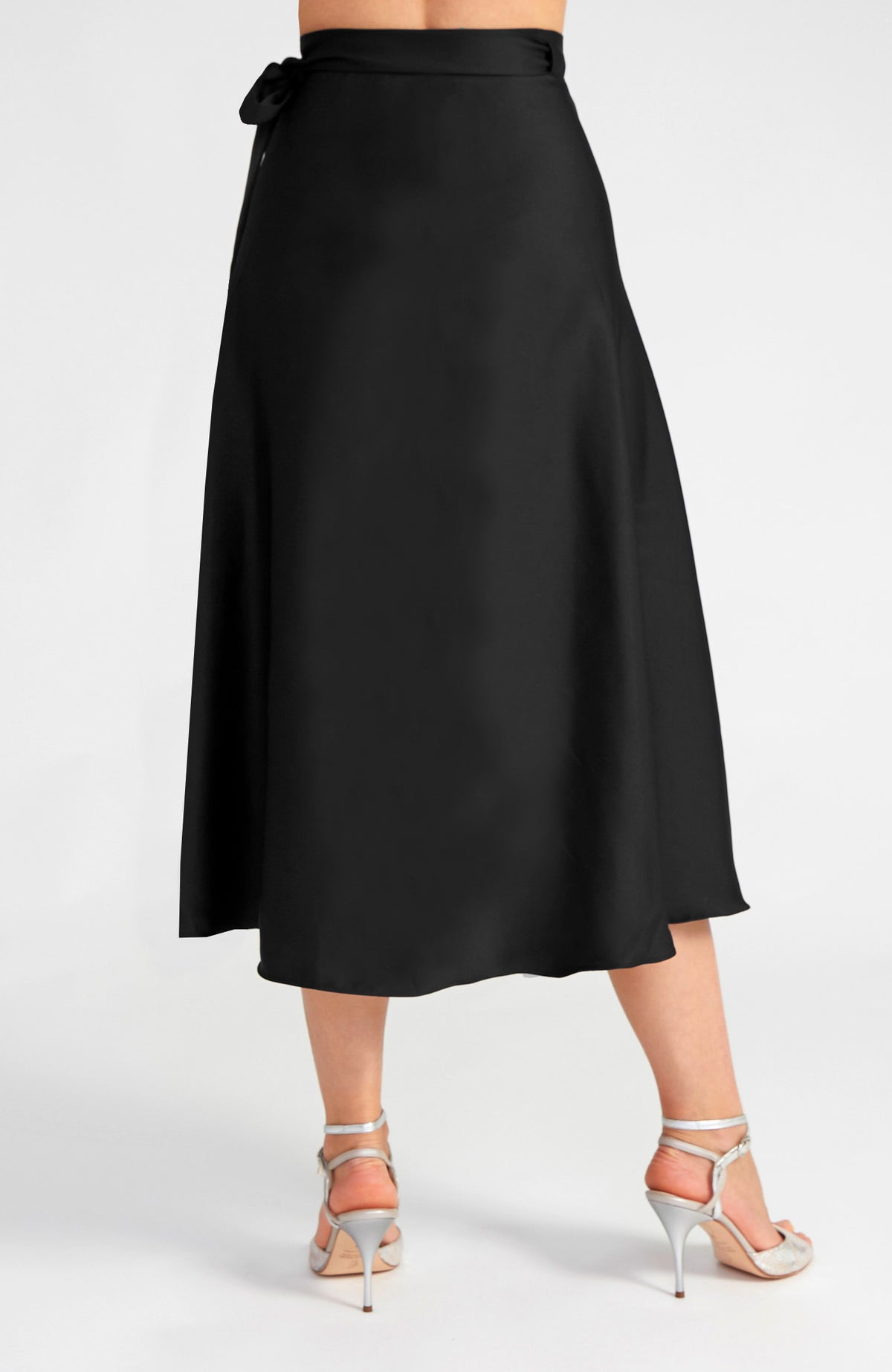 Long Satin Wrap Tango Skirt in Black – GINA