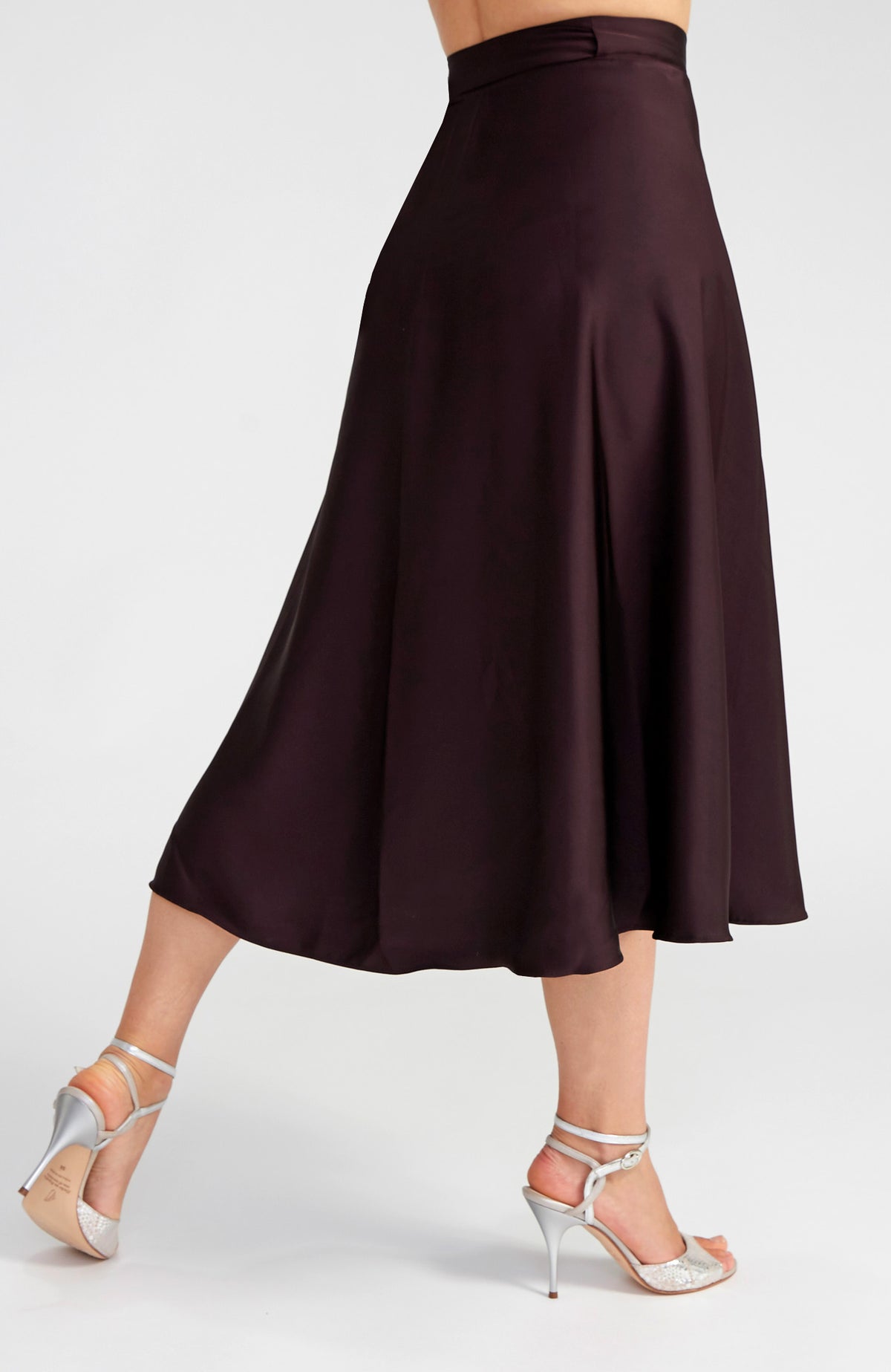 Long Chocolate Brown Satin Tango Wrap Skirt – GINA