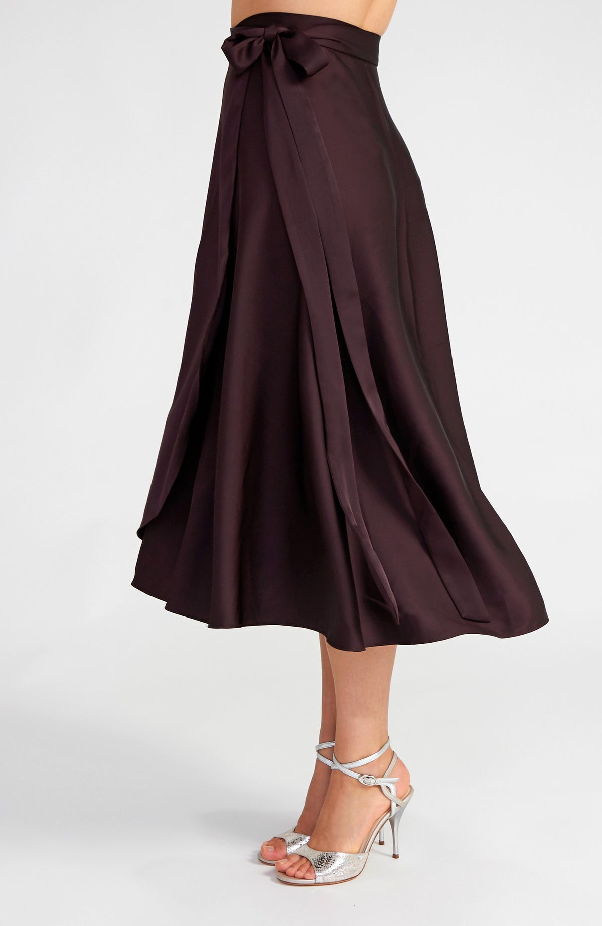 Long Chocolate Brown Satin Tango Wrap Skirt – GINA