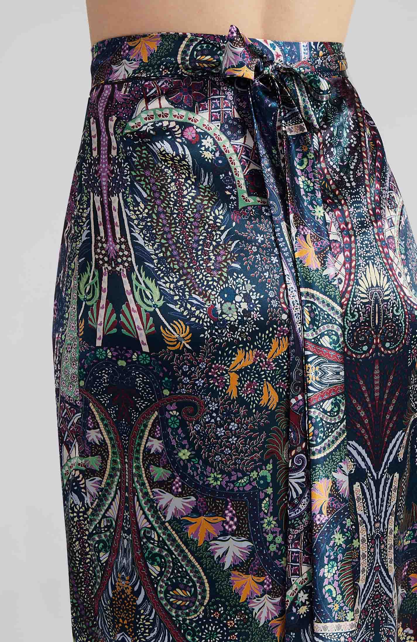 Satin Tango Wrap Skirt with Draped Detail in Paisley Print – JULIET