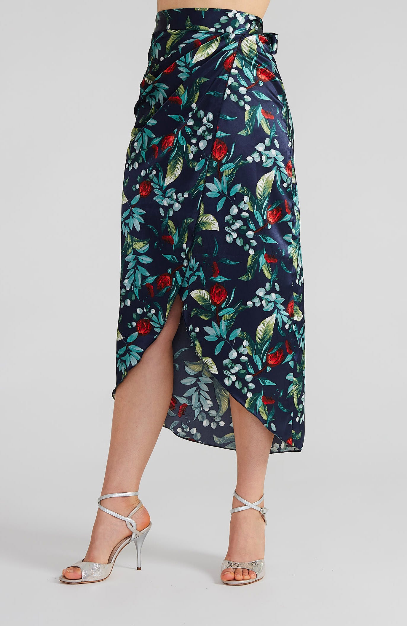 JULIET Satin Blossom Wickelrock mit drapiertem Detail