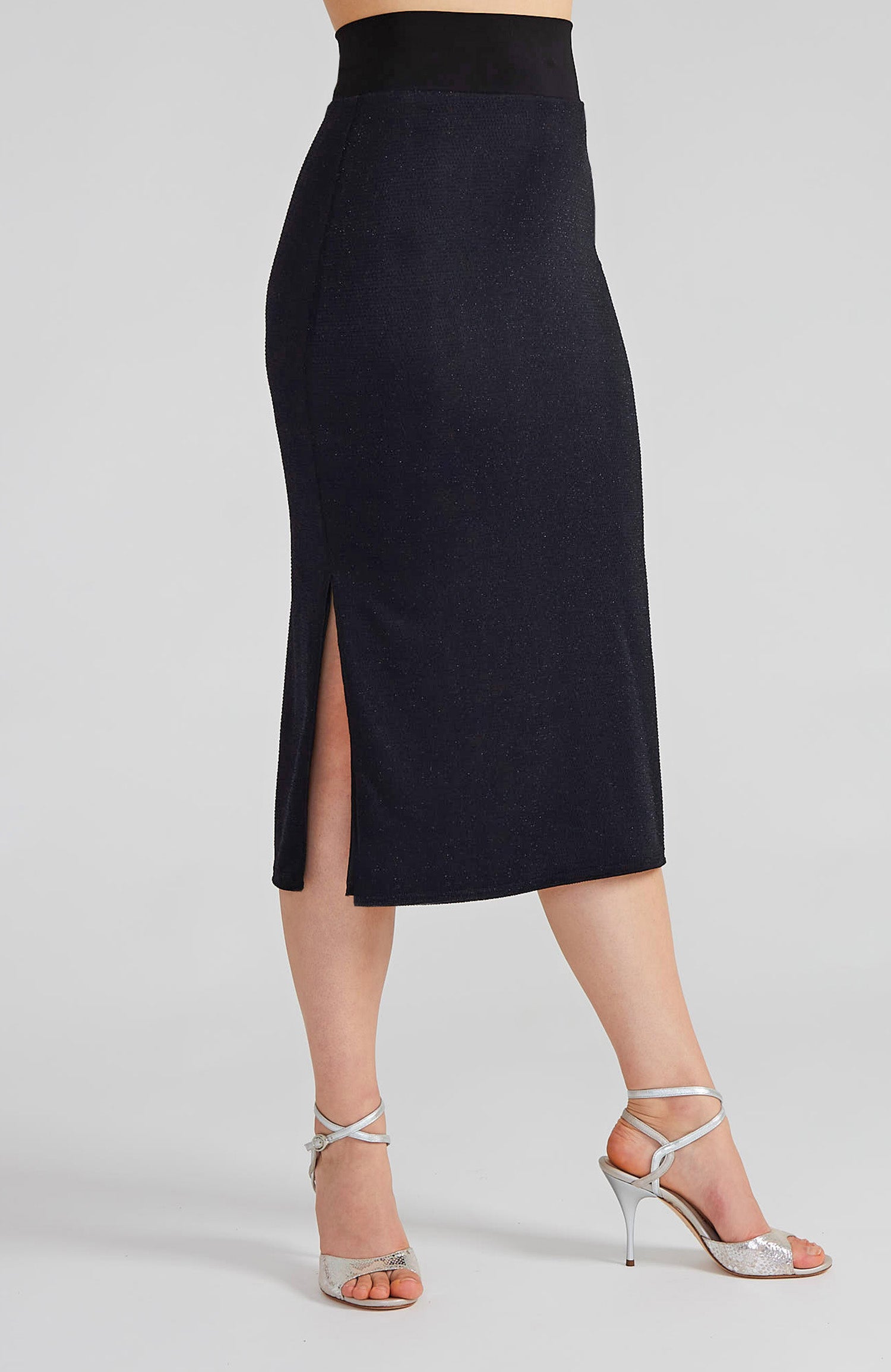 Sparkling black MIA tango skirt with side slit