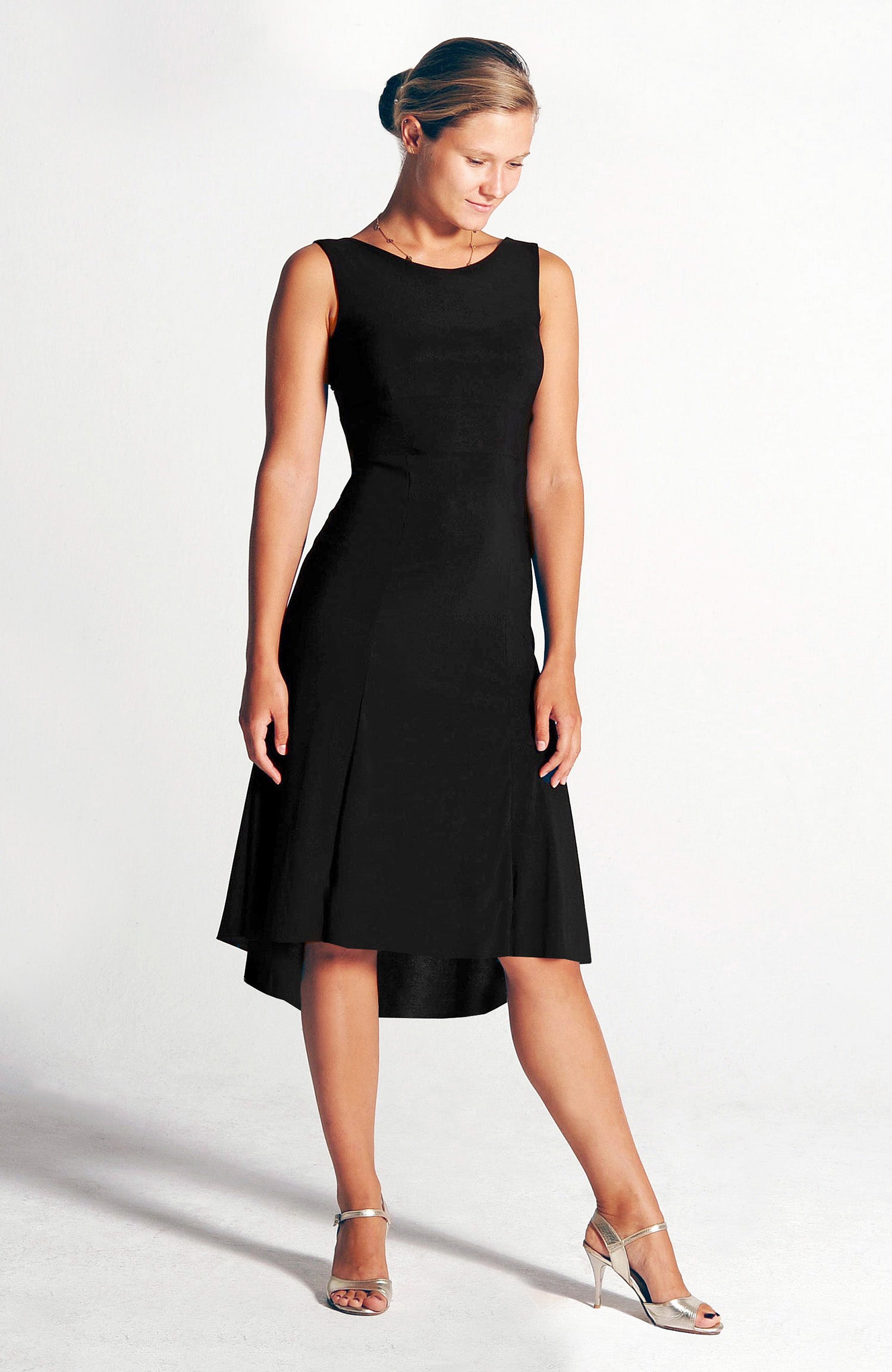 CARLA Classic Black A-Line Tango Dress with High-Low Hem