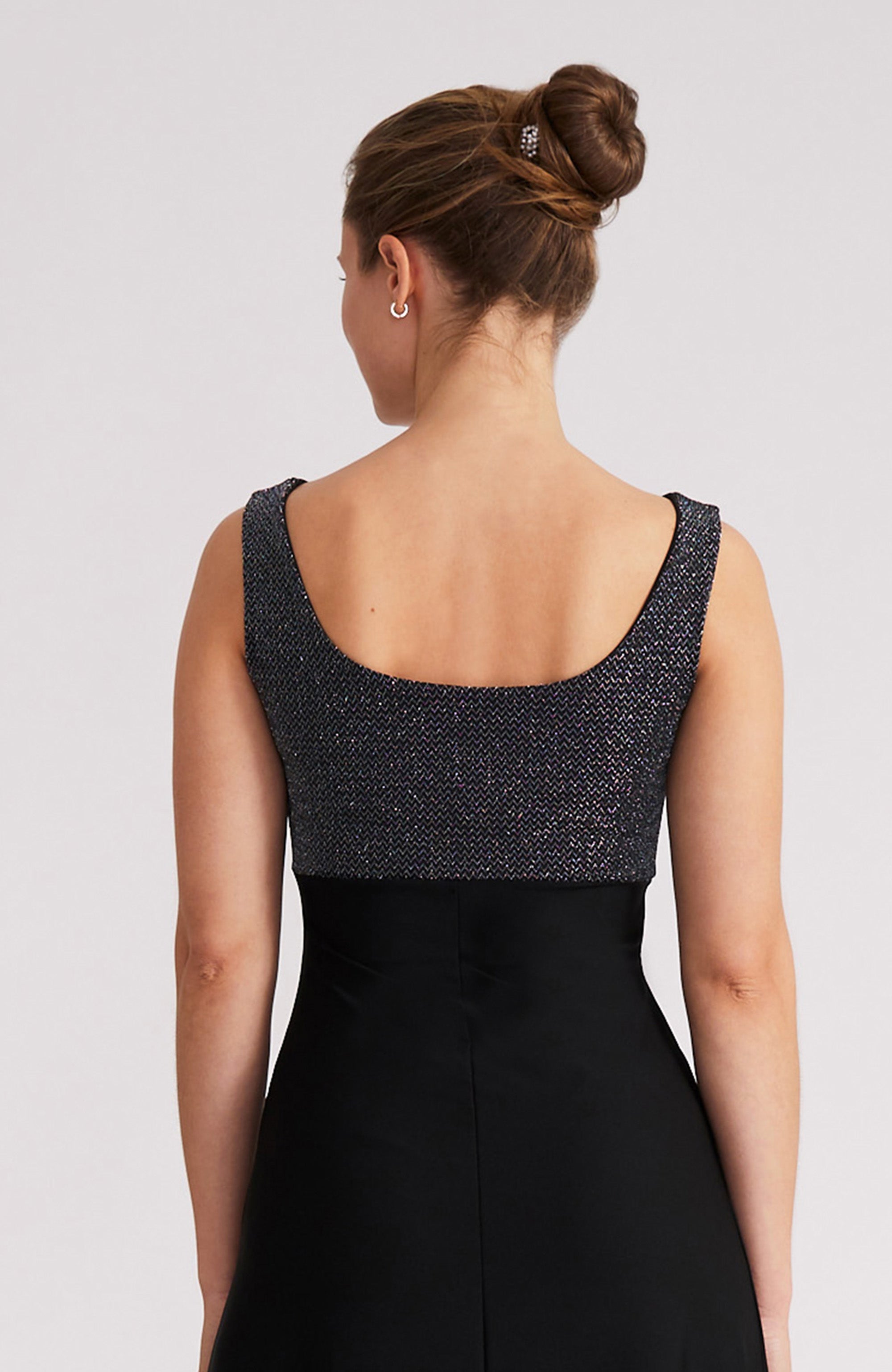 NOELIA A-Linien-Tangokleid in Silber &amp; Schwarz