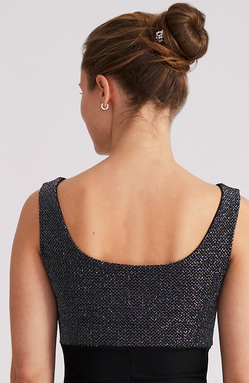 Robe de tango trapèze NOELIA en argent et noir