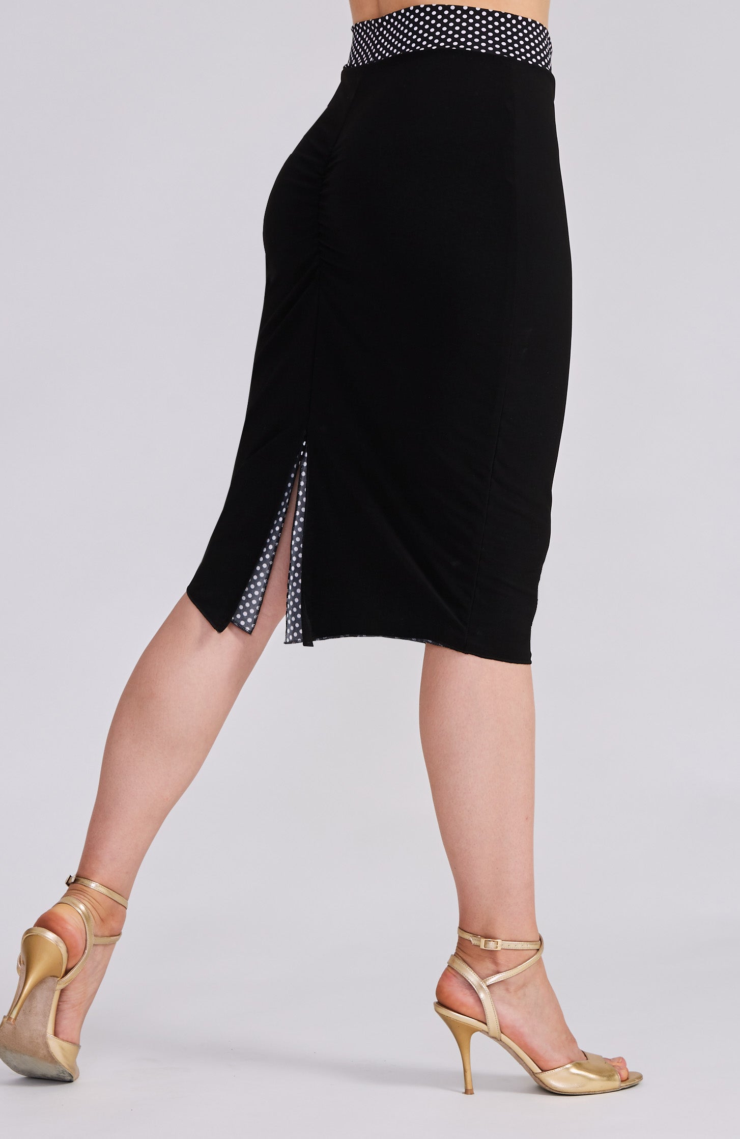 CLARA Polka Dot Reversible Tango Skirt in Black & White