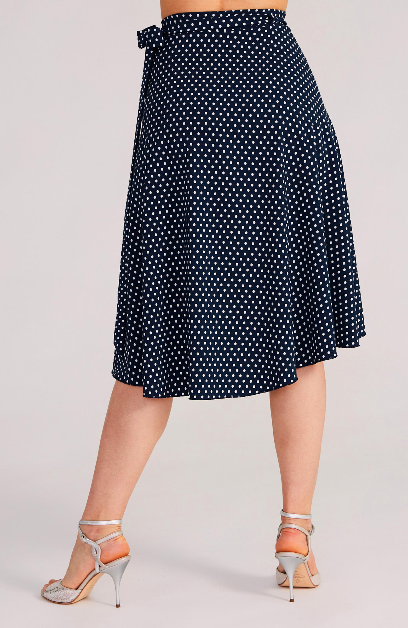 Wrap Skirt in Navy Blue & White Dots - COCO