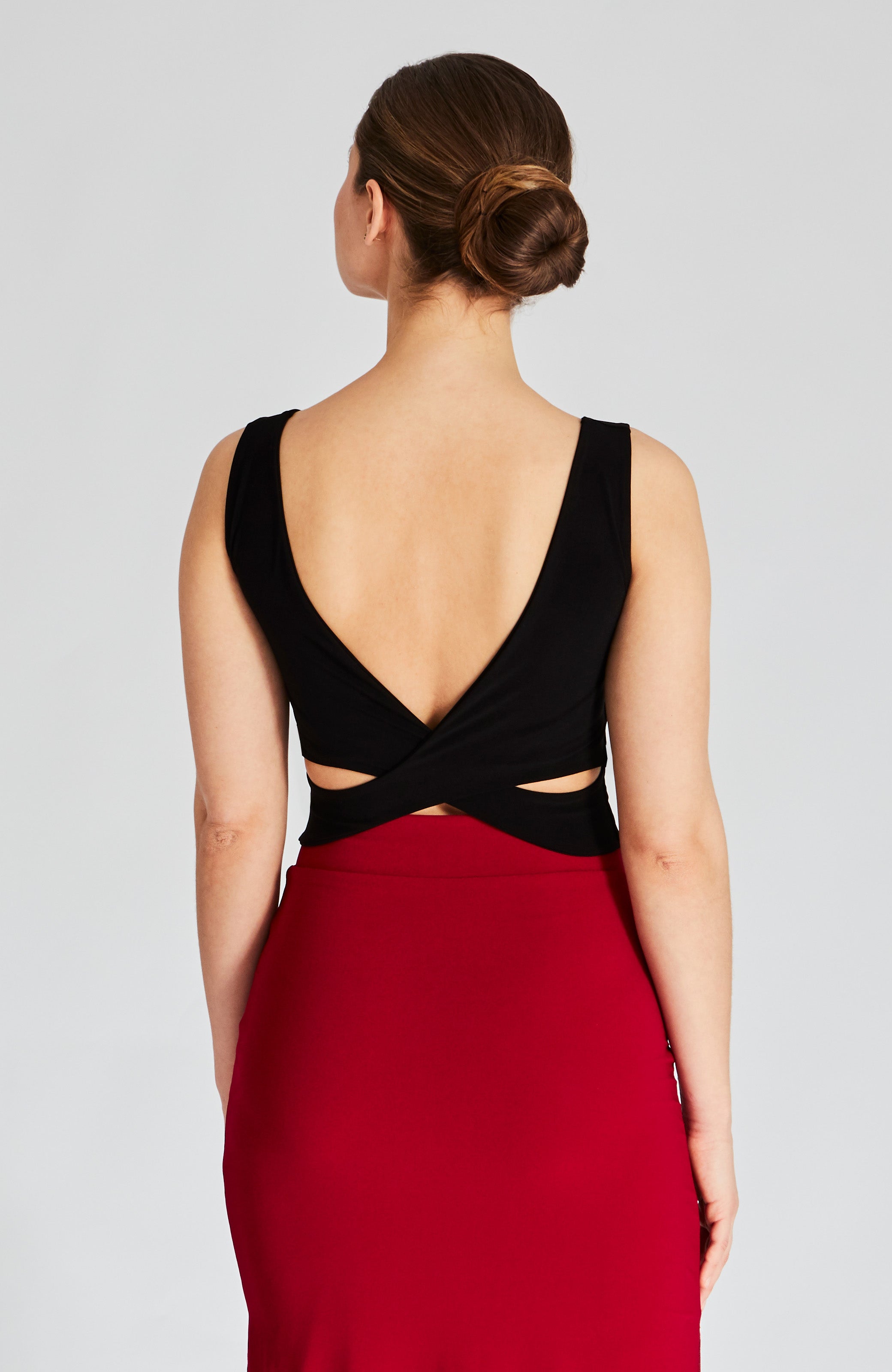MARINA Cross Back Top in Black