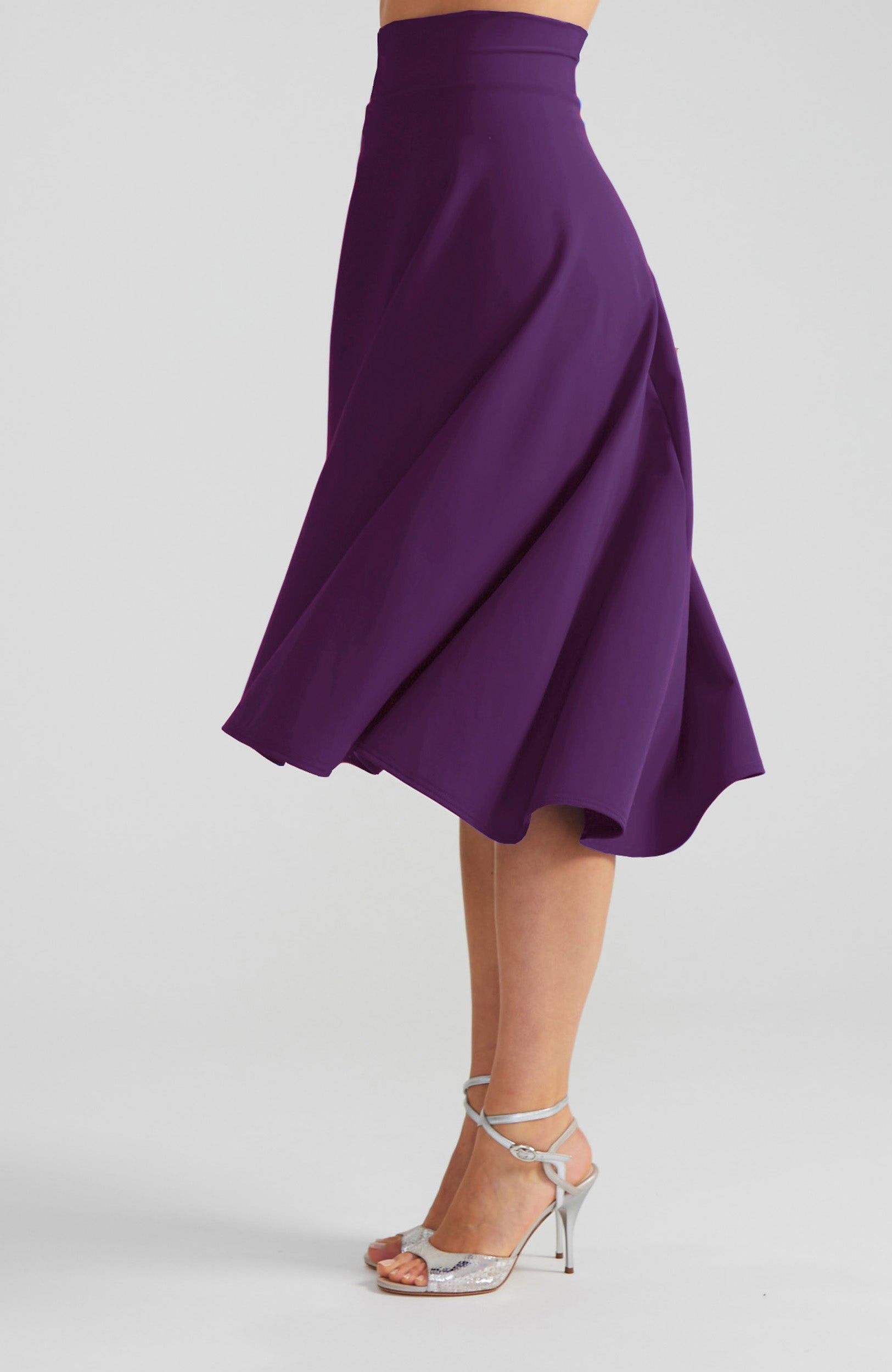 AUDREY Violet A-Line Tango Skirt with Flowing High-Low Hem