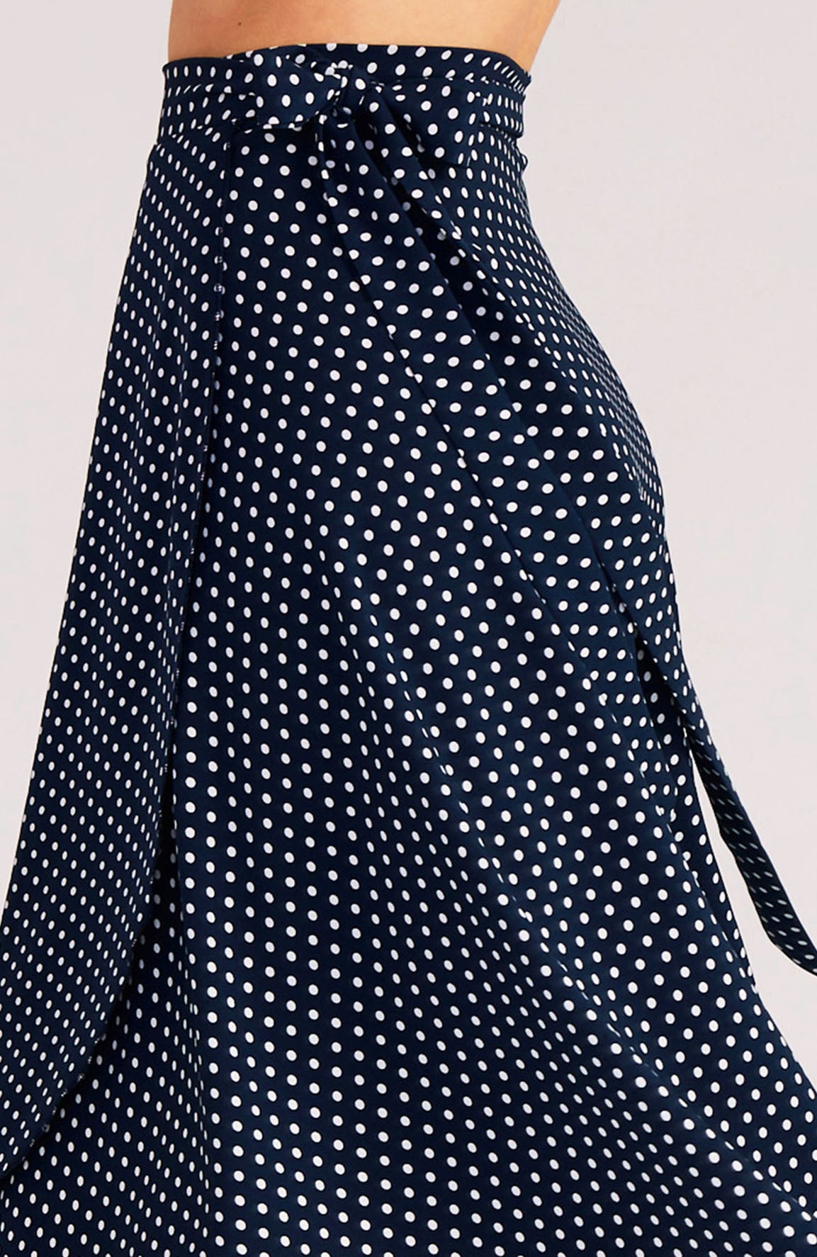 Navy blue and white polka dot wrap tango skirt COCO.