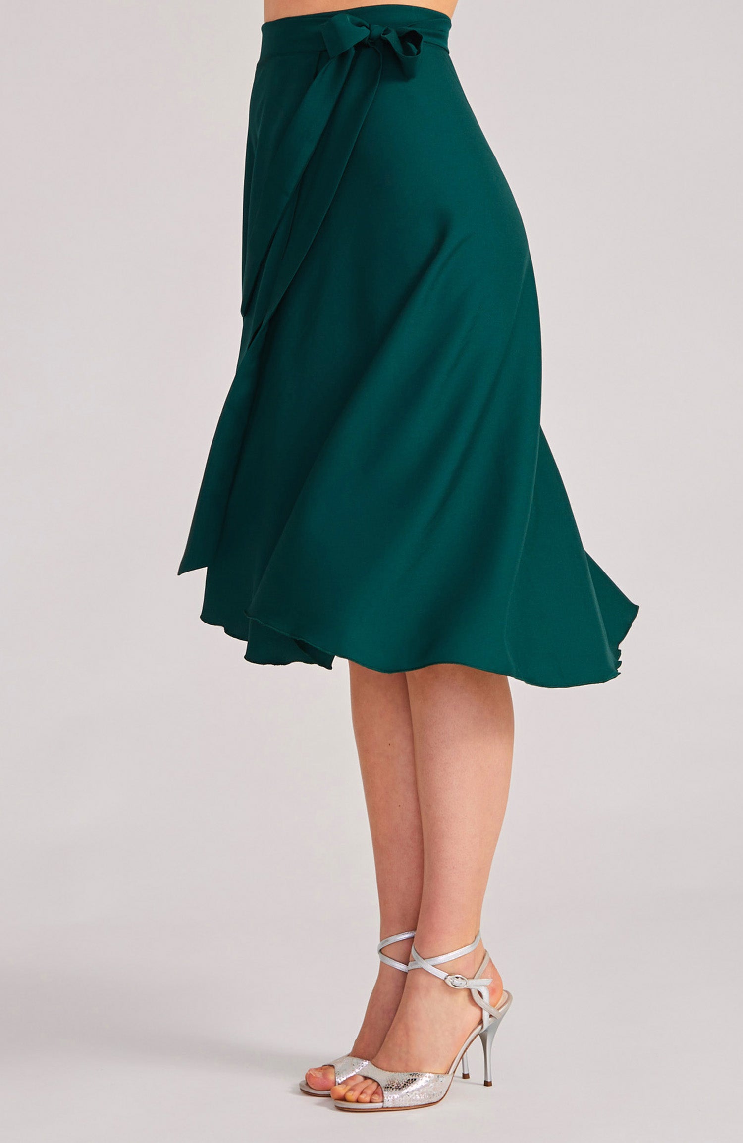 COCO Tango Wrap Skirt in Green Satin