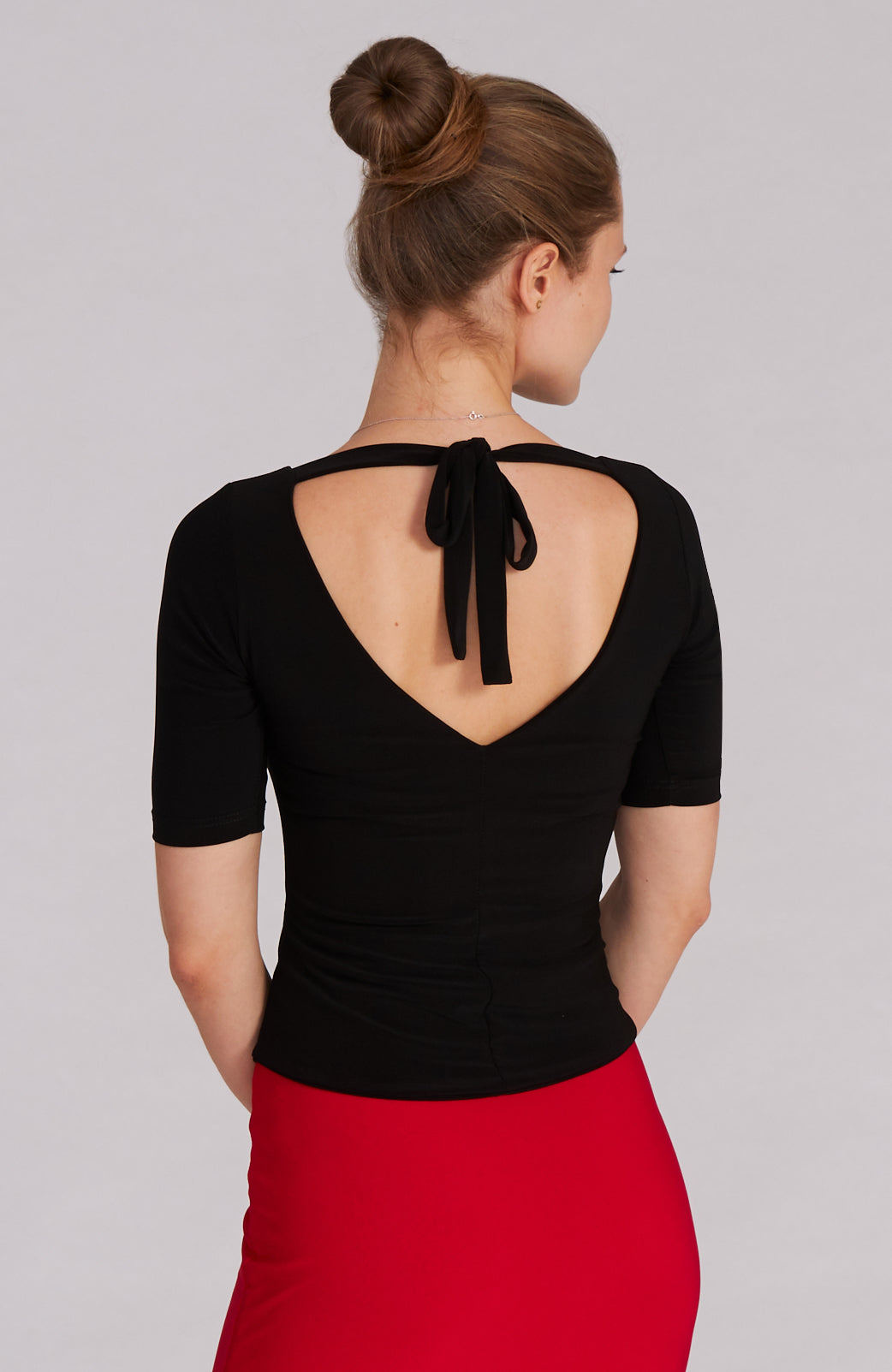 tango top with sleeves with back cutout
